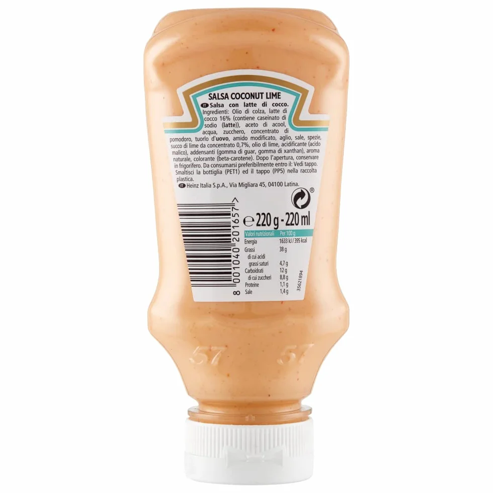 Heinz Salsa Coconut Lime Sauce Coco Citron Vert 220 g