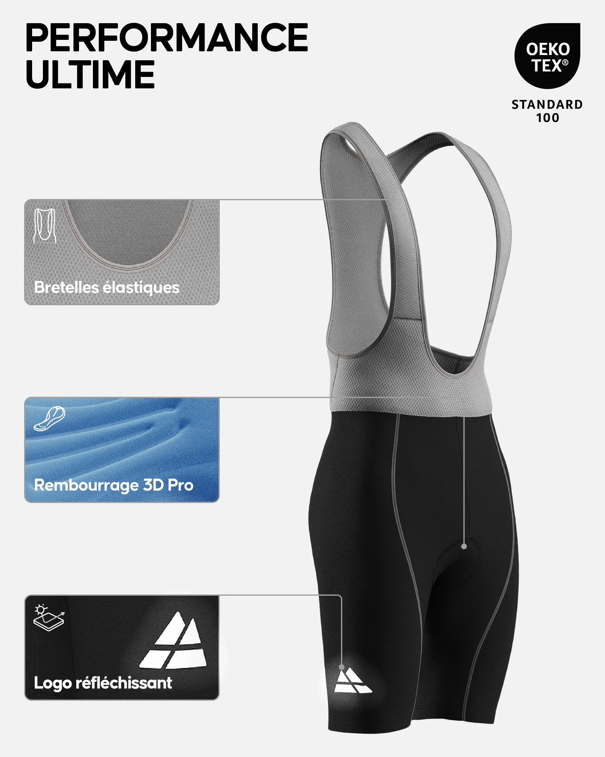 DANISH ENDURANCE Cuissard Vélo à Bretelles Homme Rembourrage 3D Respirant Stretch