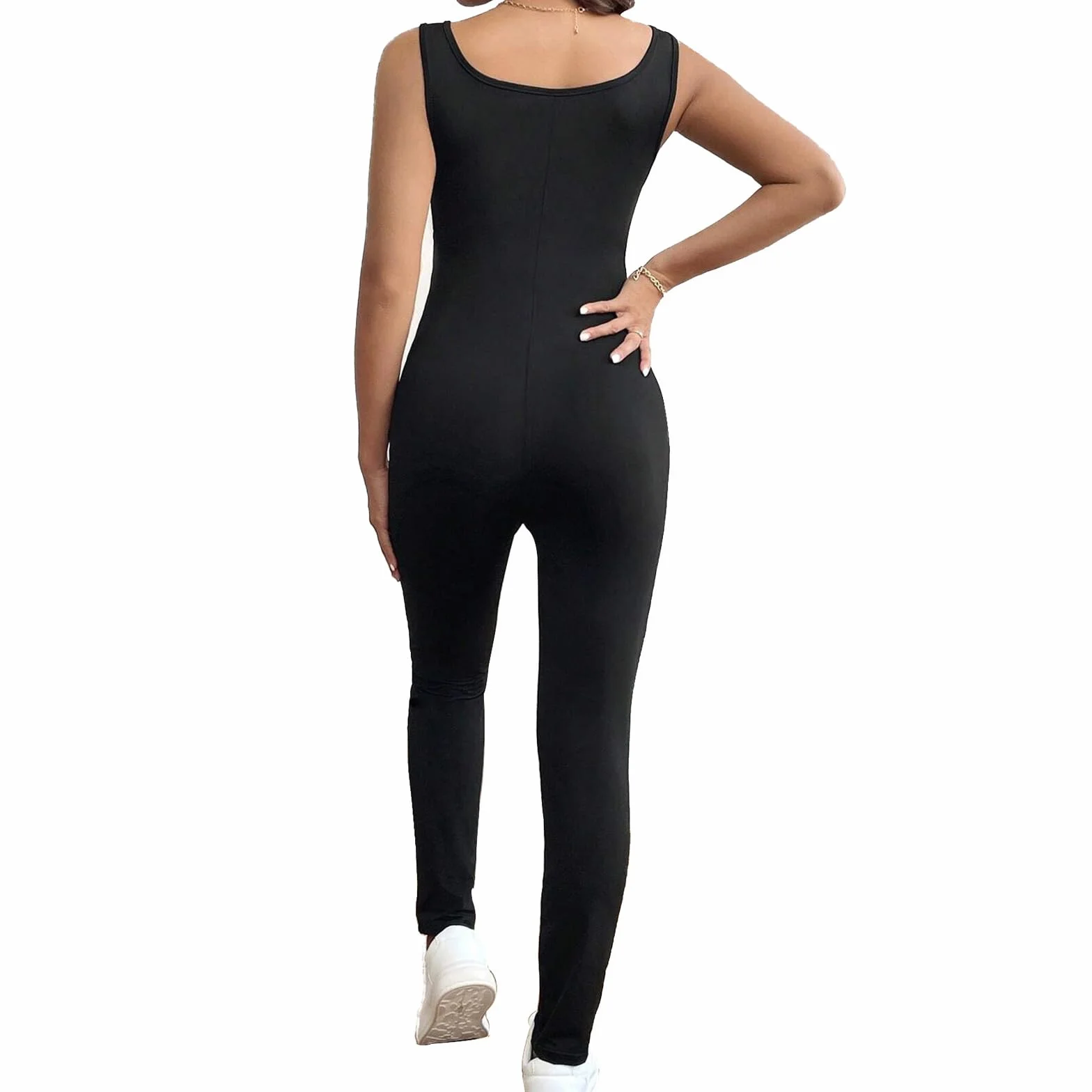 Combinaison de maternité femme col carré sans manches soutien ventre pantalon grossesse salopette extensible yoga sport