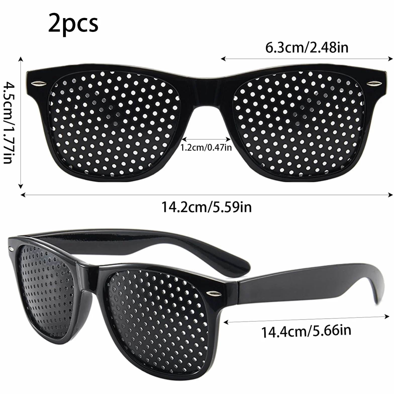 Lunettes à Grille et Sténopéïques, Repos à Sténopé, Détente et Entraînement des Yeux - 2 Pièces