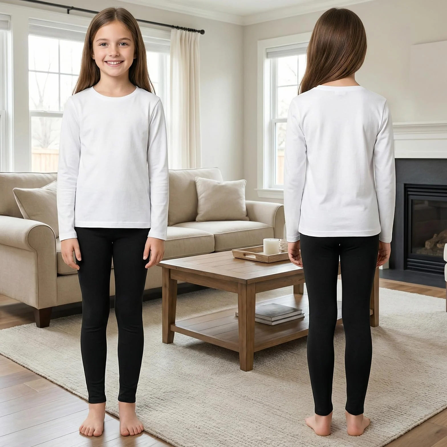 JinBei Leggings Filles Coton Longueur Pantalon Léger Respirant Tissu Extensible Couleur Unie Confortable Enfants Danse Fitness Gymnast Âge 5-12