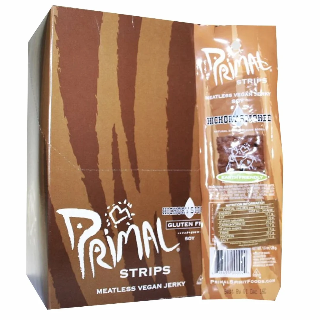 Primal Vegan Jerky | Soy - Hickory Smoked Jerky | 6 x 28g