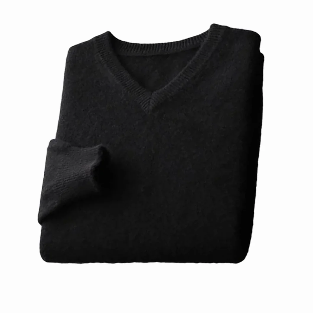 Pull en Cachemire à Col en V pour Hommes Tricoté Décontracté