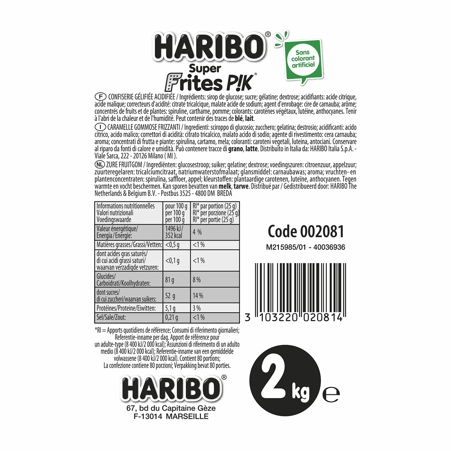 HARIBO Super Frites Pik, Sachet vrac 2kg