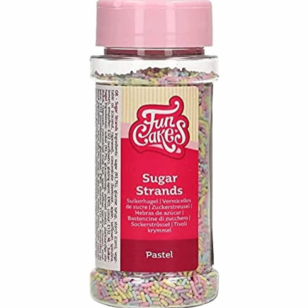 FunCakes Vermicelles de Sucre Pastel : pépites de gâteau, bon goût, parfaites pour la décoration de gâteaux, pépites de cupcakes. 80 grammes.