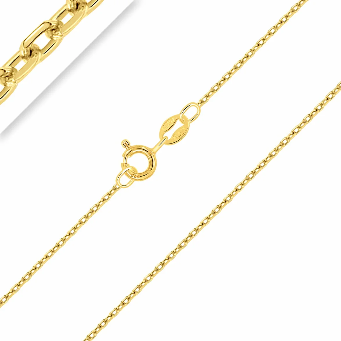 Collier Argent 925 Maille Forçat Diamantée Plaqué Or Jaune 18 Carats 1 mm
