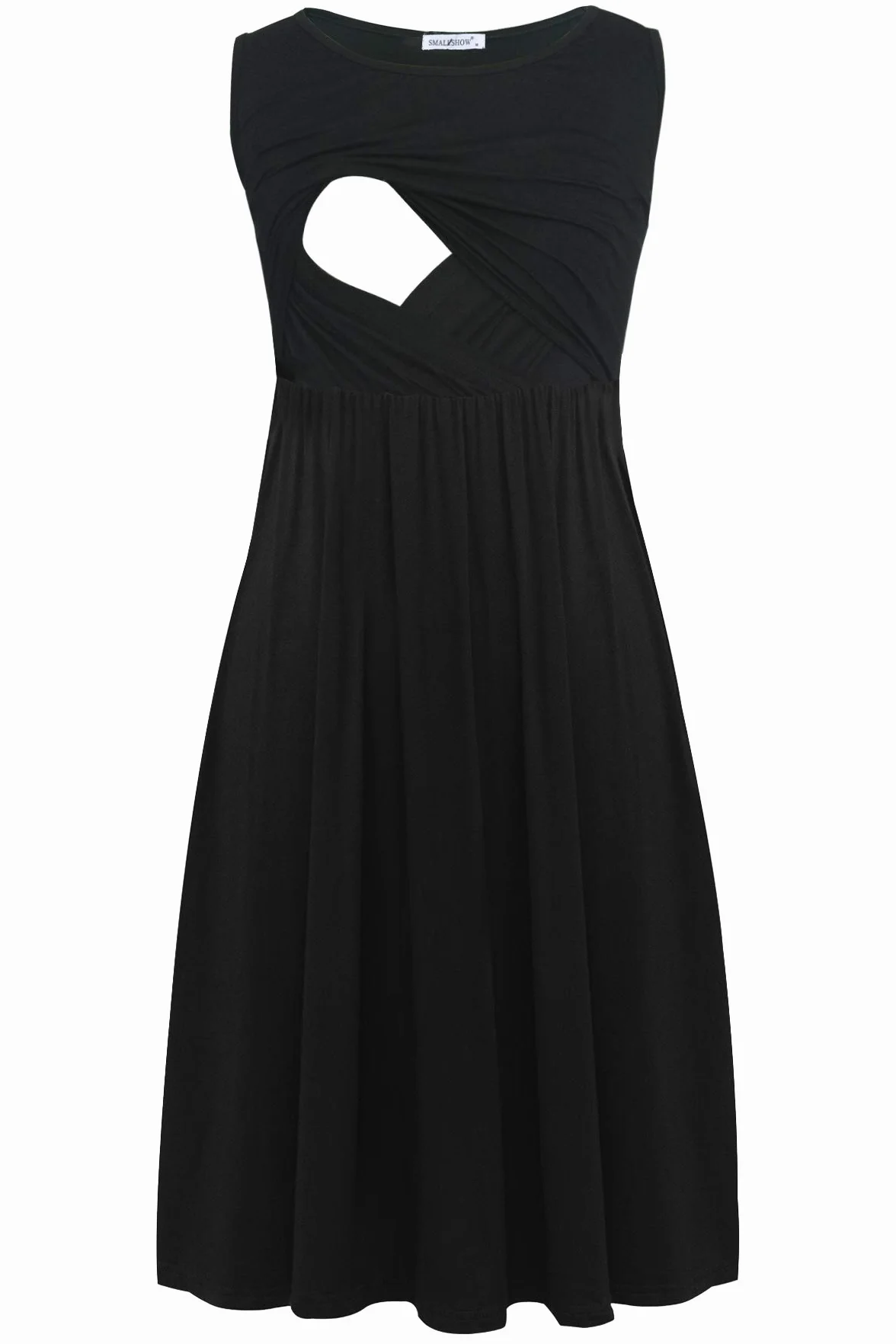 Robe d'allaitement de Maternité sans Manches en Patchwork pour Femmes avec Poches