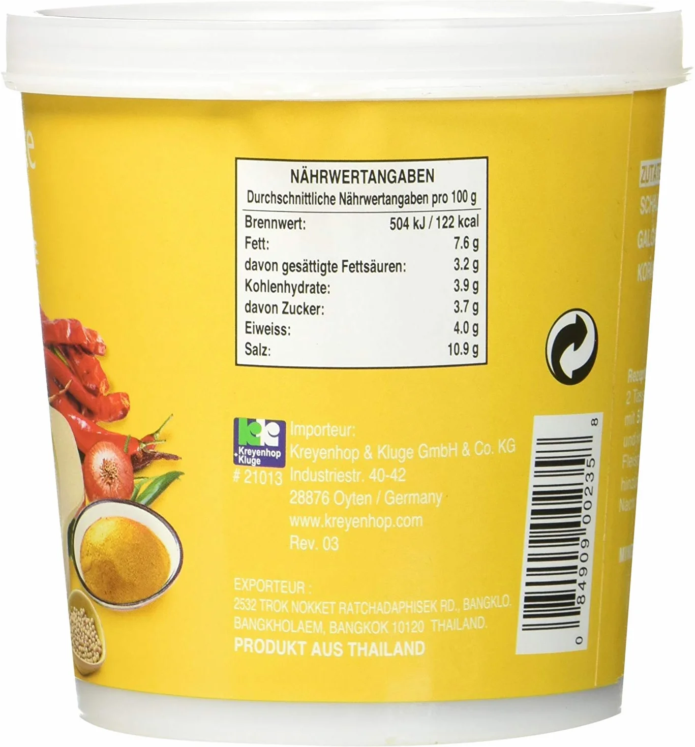 COCK BRAND Lot Pâte De Curry Jaune 3 x 400g