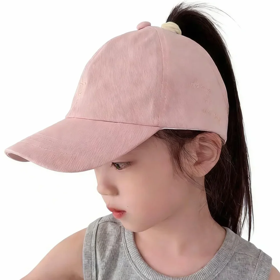 TINAYAUE Casquette Fille Queue de Cheval, Casquette Sport pour Cheveux Longs, Ouverture Arrière, Ajustable 48-54CM