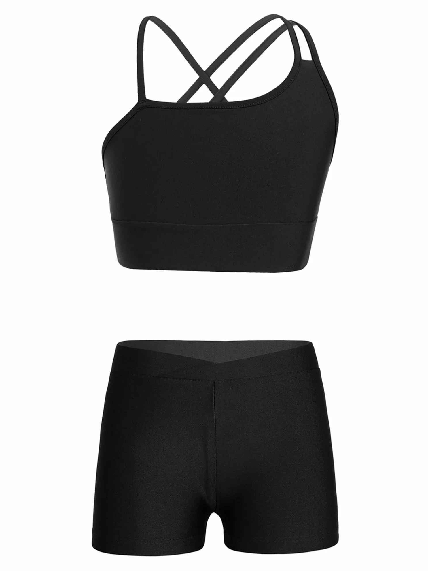 FEESHOW Ensemble Sport Enfant Fille Débardeur sans Manche Brassière Crop Top Short Bain Natation
