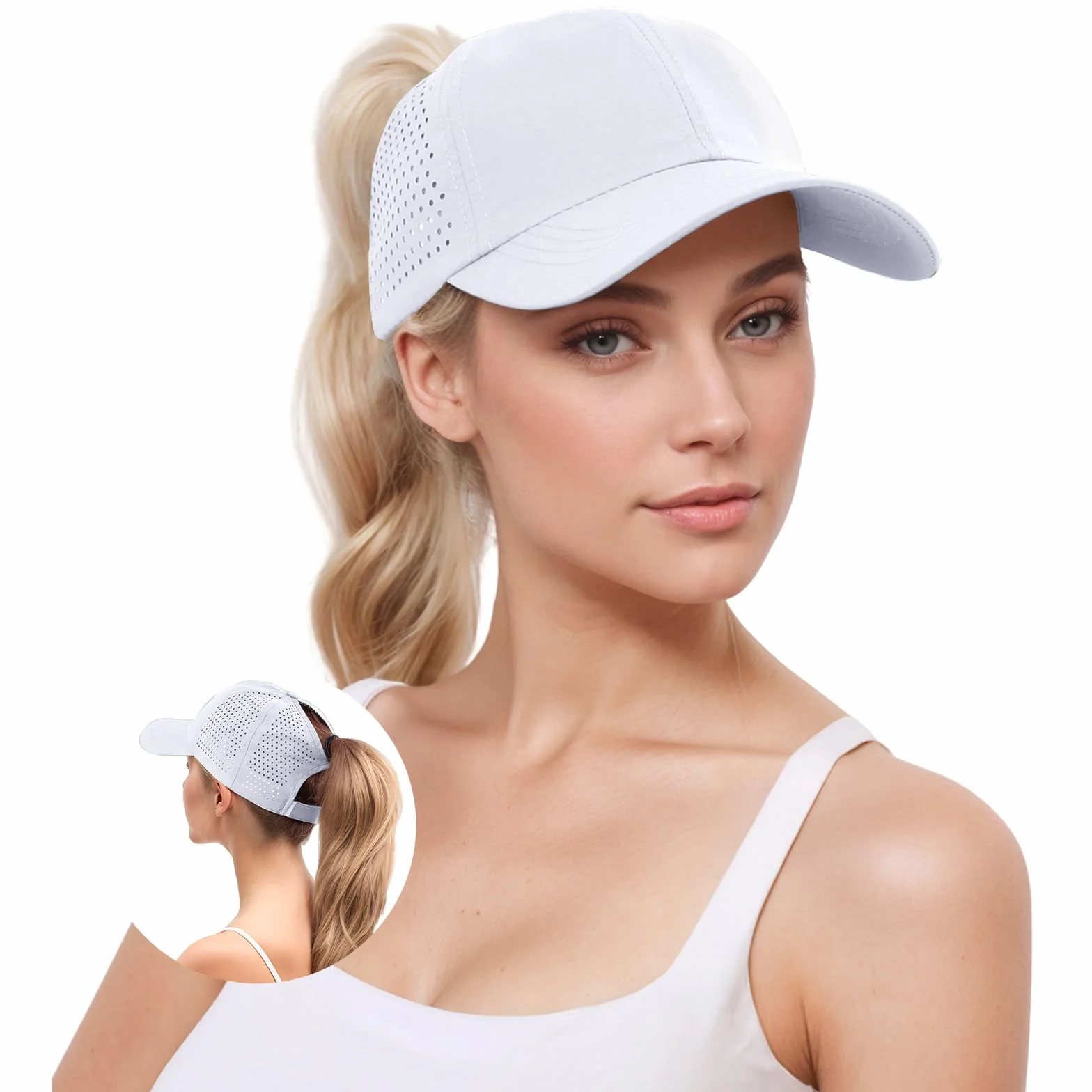 YAMEE Casquette Queue de Cheval Femme Imperméable Anti-UV Été Maille Léger Respirant
