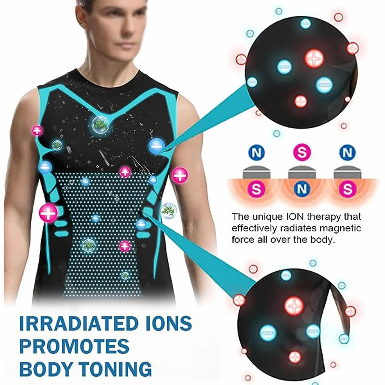 Débardeur Homme Compression Corset Amincissant Tee Shirt sans Manche Gynécomastie Gaine Gilets Sport Mise Forme Ionique