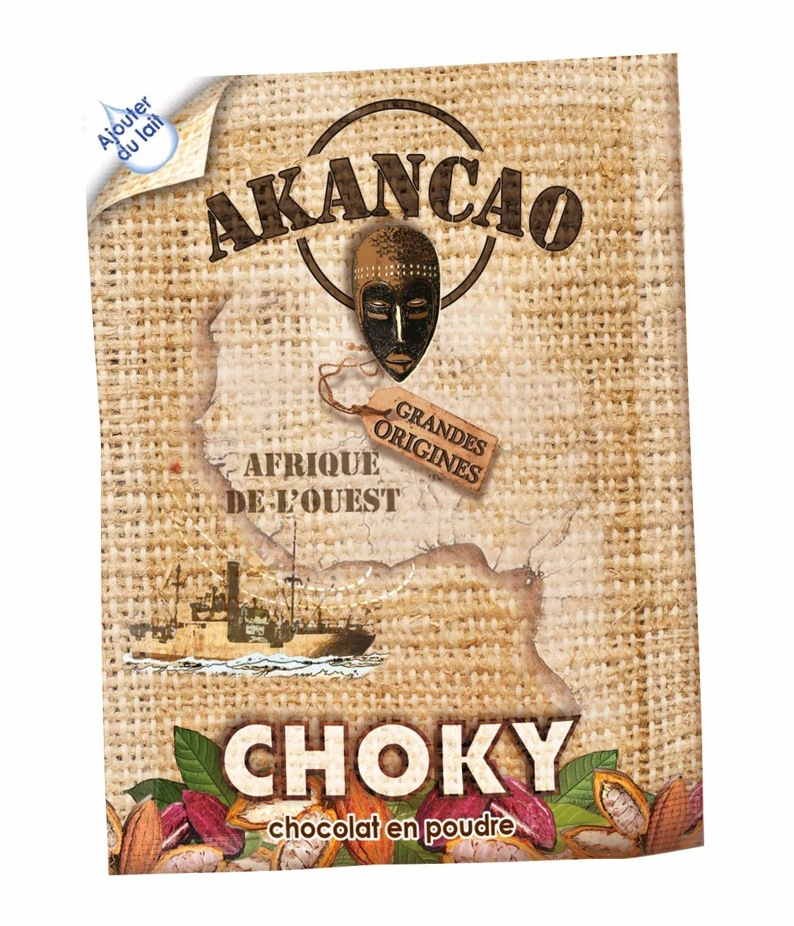 Akancao - Choky Non Lacté - Chocolat chaud - Cacao en poudre - Intense - Boisson chaude - Origine Afrique de l'ouest - 100 Doses