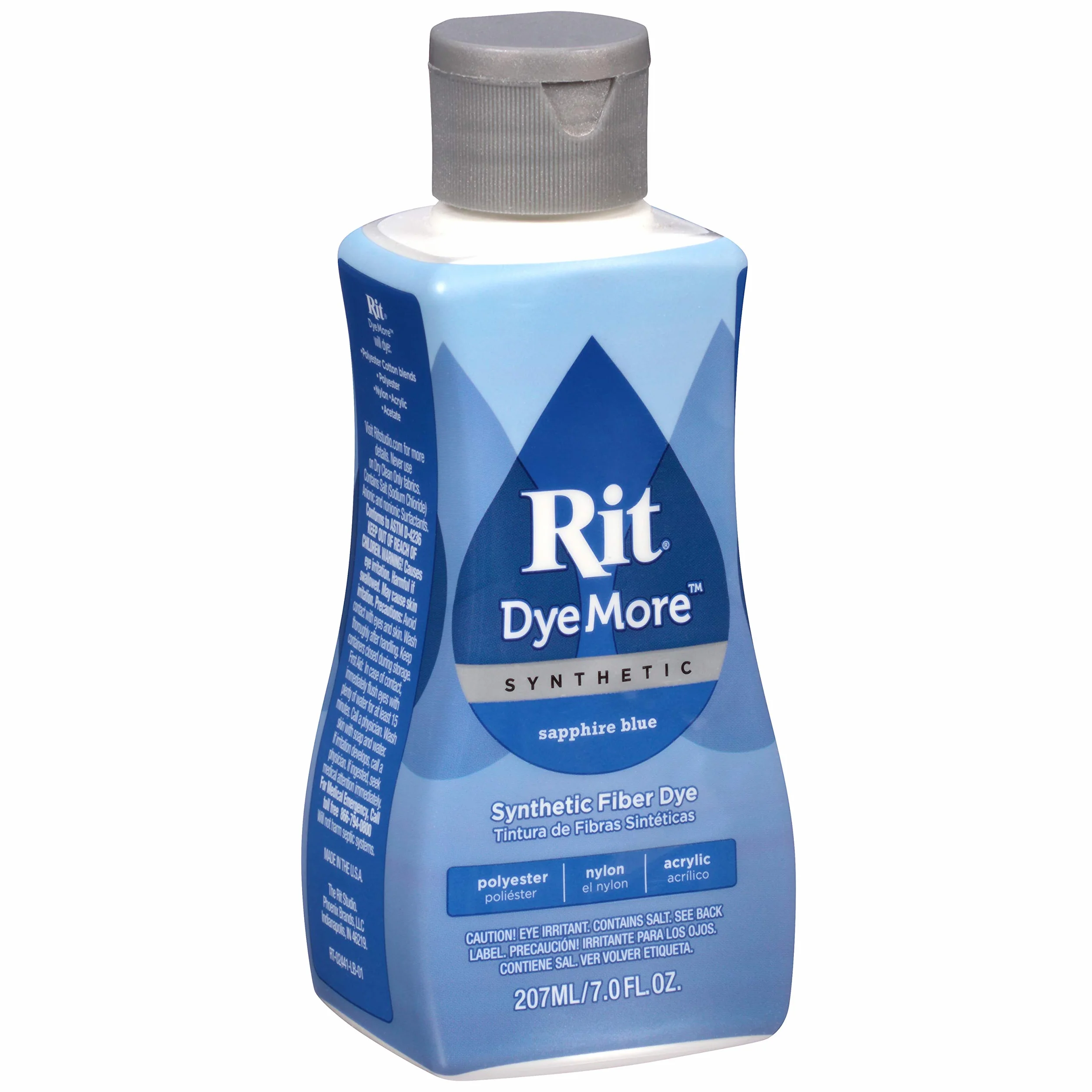 Rit DyeMore Teinture liquide pour tissus synthétiques 207 ml – 13 couleurs (bleu saphir)