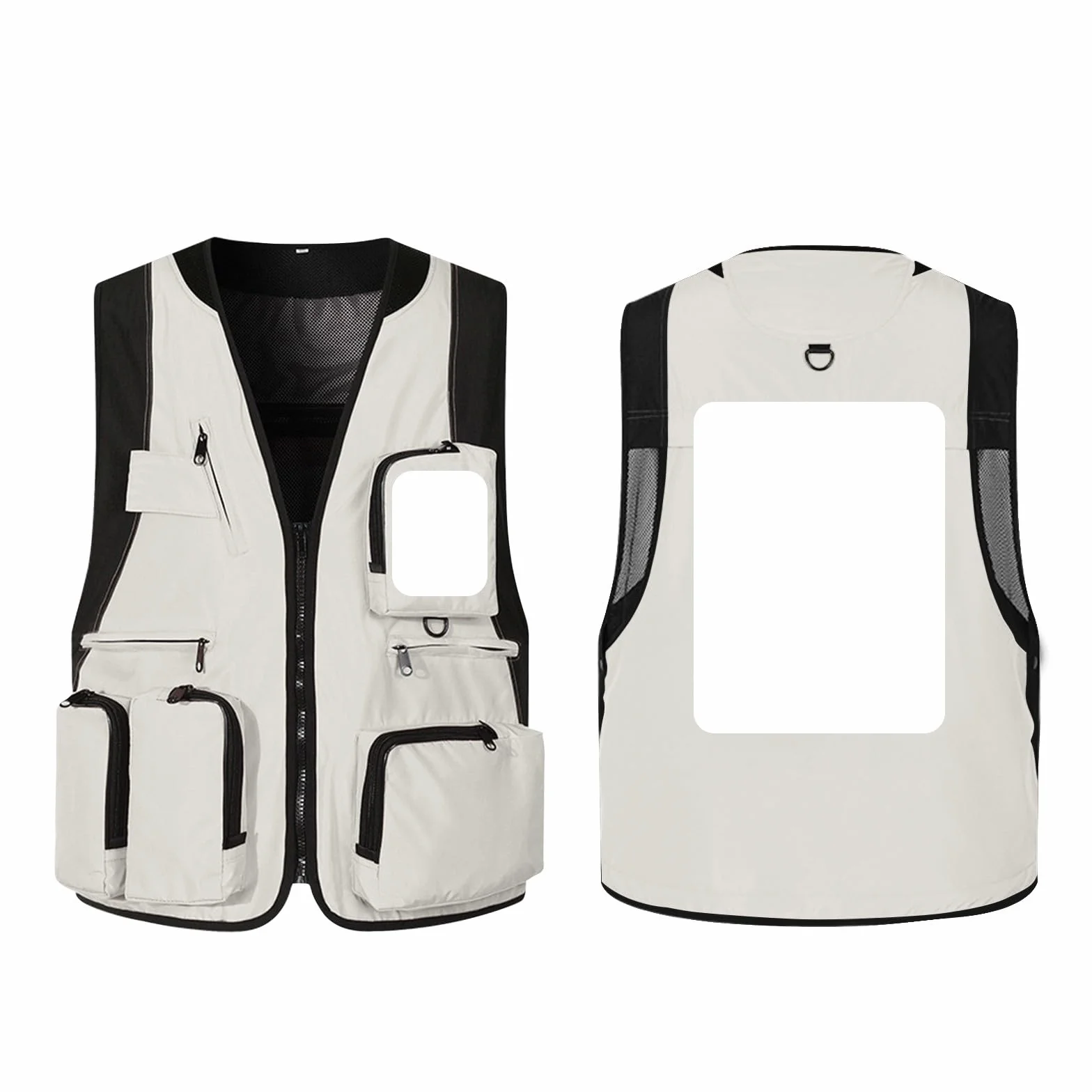 Gilet Sans Manche Zippé Multipoches Personnalisable Homme Femme Unisex, Léger S-3XL