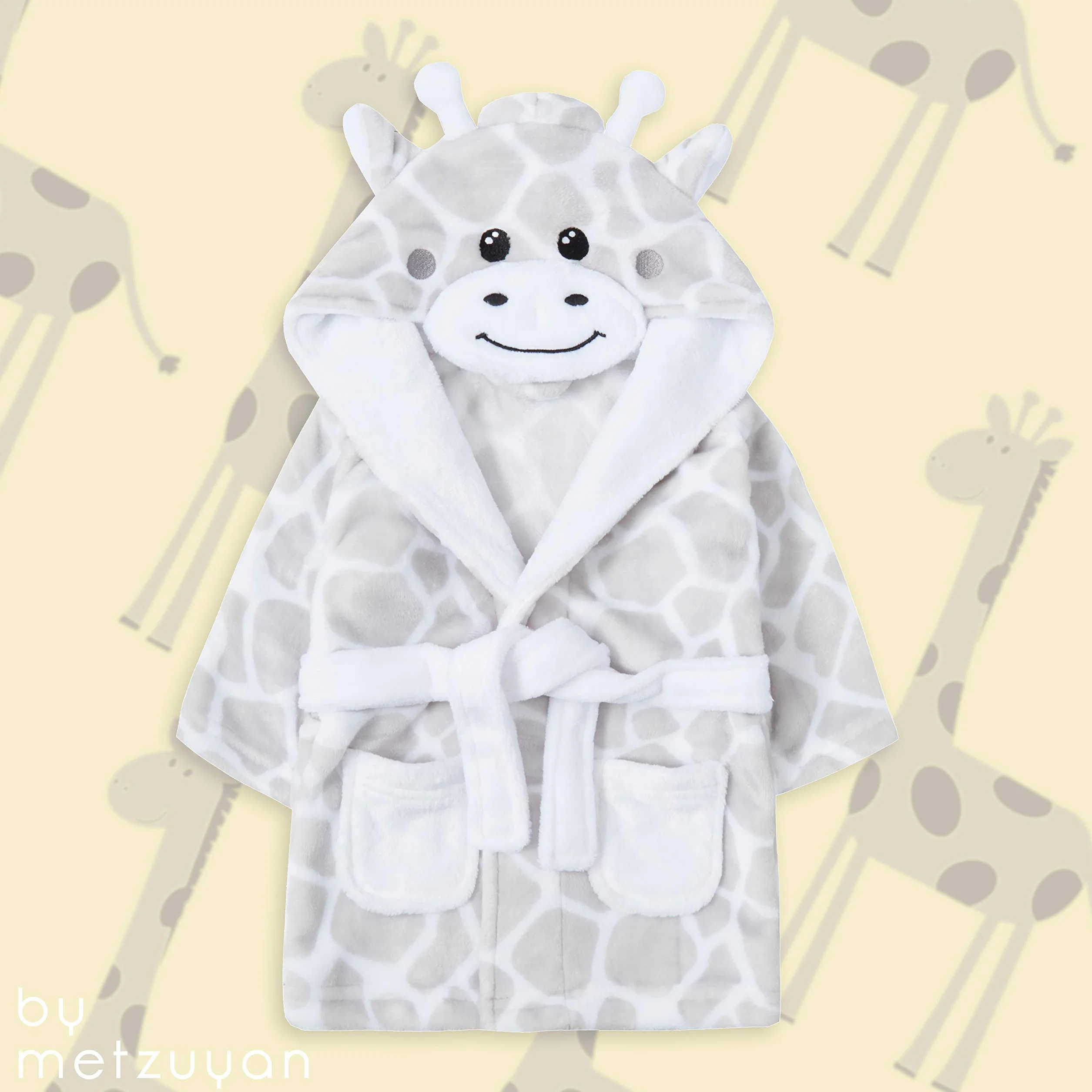 Peignoir bébé fille garçon en peluche motif girafe Metzuyan