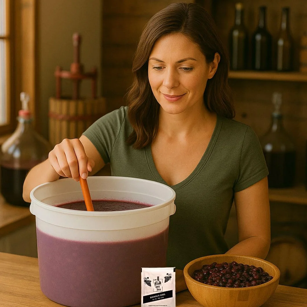 10 x Levure de Vin Bayanus 10g G995 + Copeaux de Chêne Français 20g - Levure pour la Fermentation du Vin | Levure de vin tout usage | Spirit Ferm