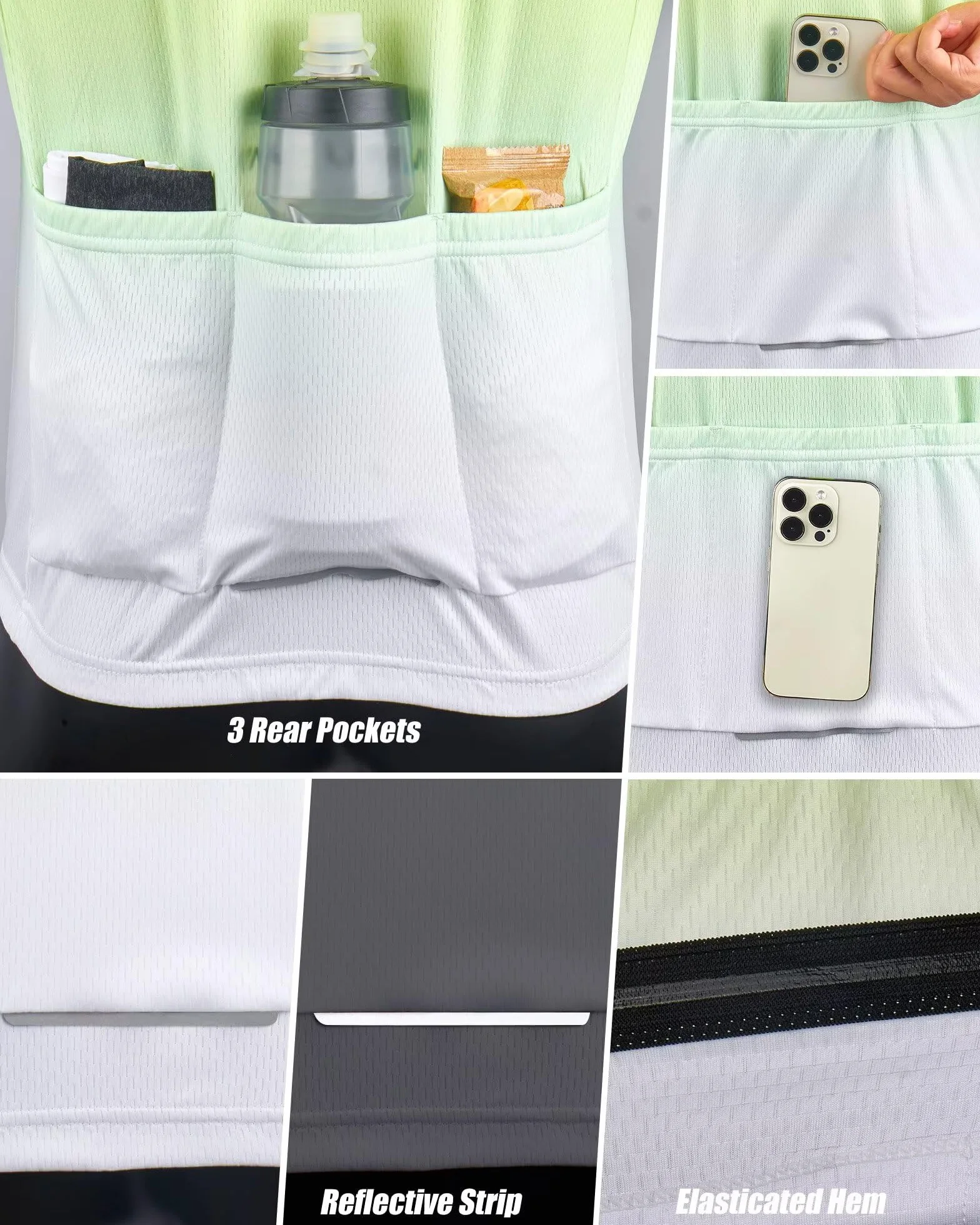 ROTTO Maillots Cyclisme Hommes Manches Courtes Poche Fermeture Éclair