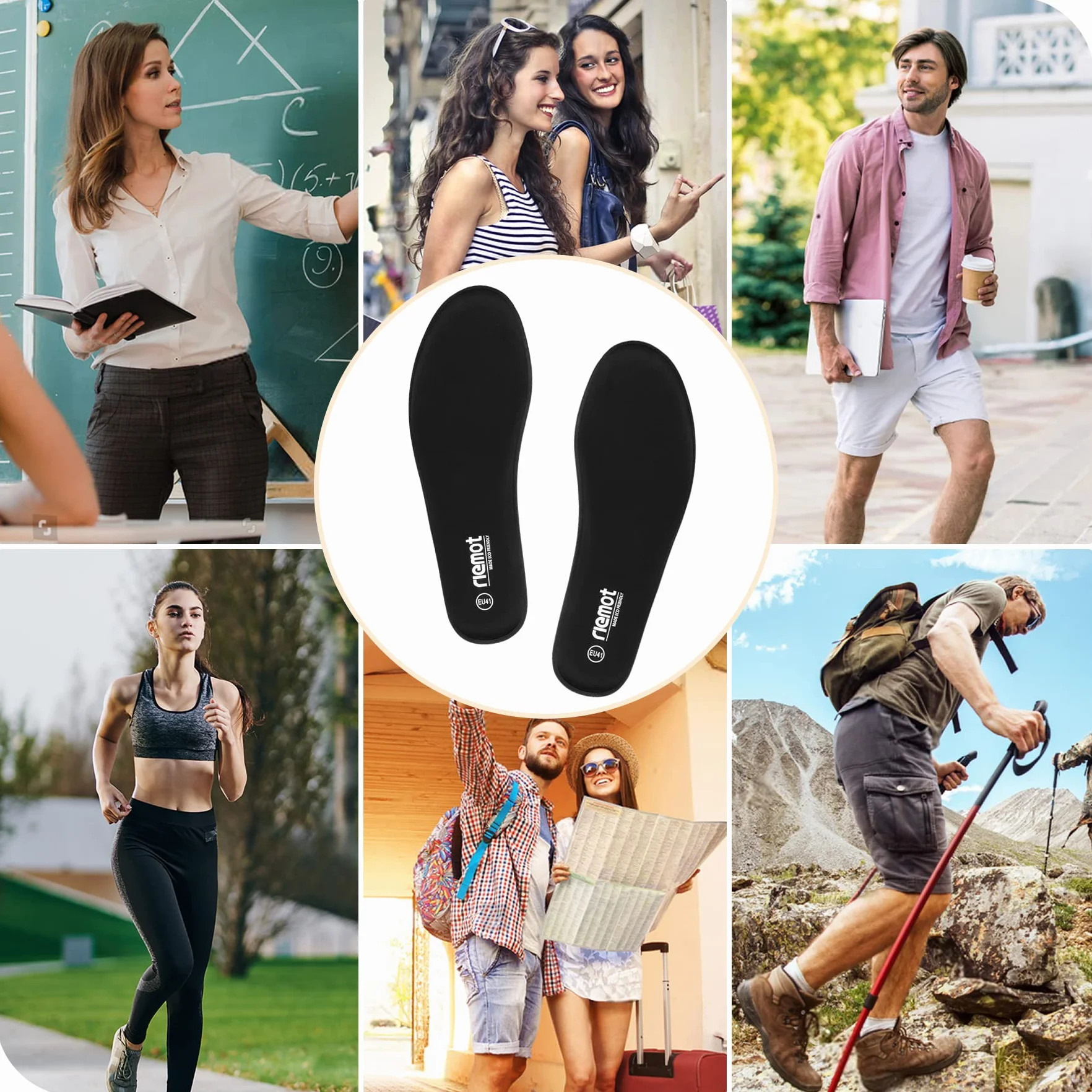 riemot Semelles Chaussures Confort Homme Femme Memoire de Forme Légères Basket Sneakers Sécurité Travail Randonnée
