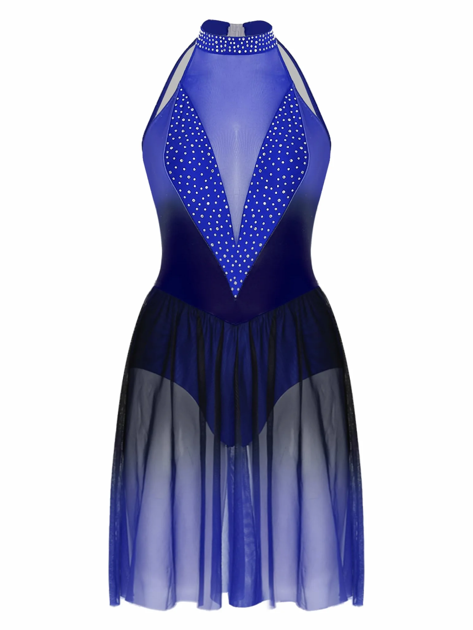 Justaucorps Gymnastique Strass Femme Patinage Artistique Robe Danse Ballet Bleu S