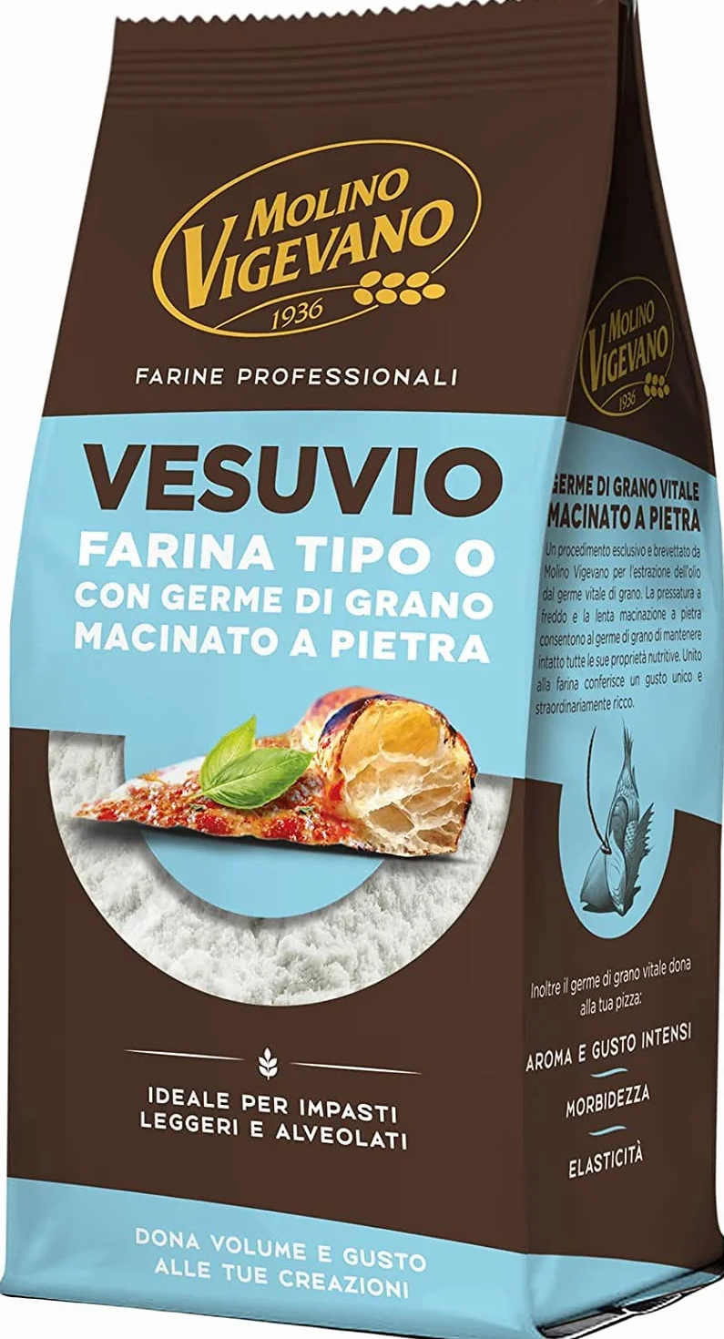 Molino Vigevano Farina Type 0 Lot de 6 farines Vesuvio pour pizza napolitaine douce et haute 500 g
