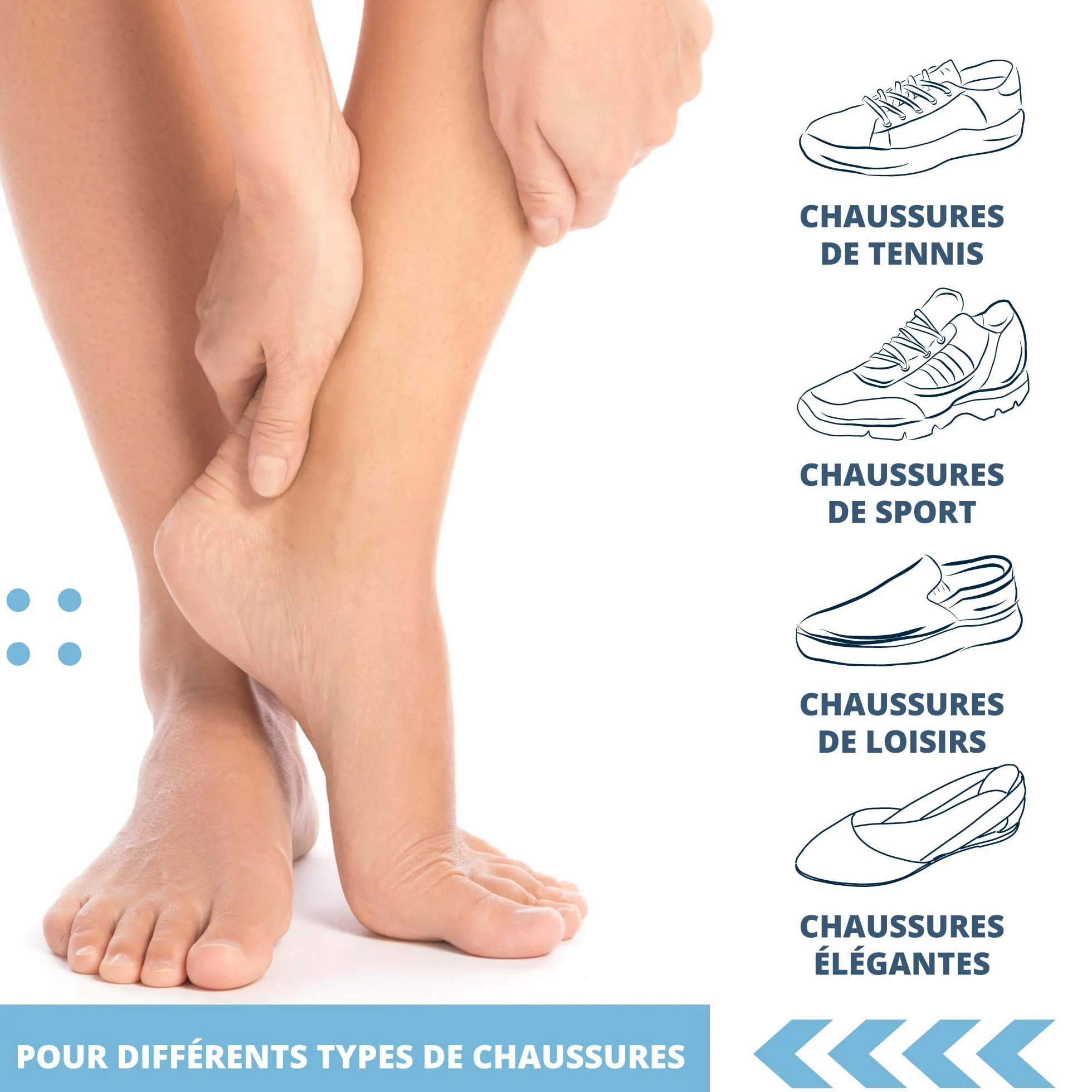SULPO Lot de 3 paires semelles pieds nus coton éponge amortissement latex pointures 36-47