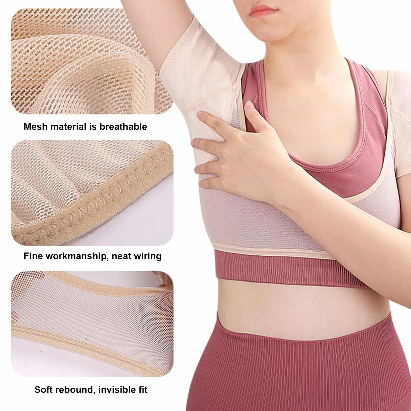Gilet anti-transpirant à manches courtes pour femme lavable réutilisable séchage rapide