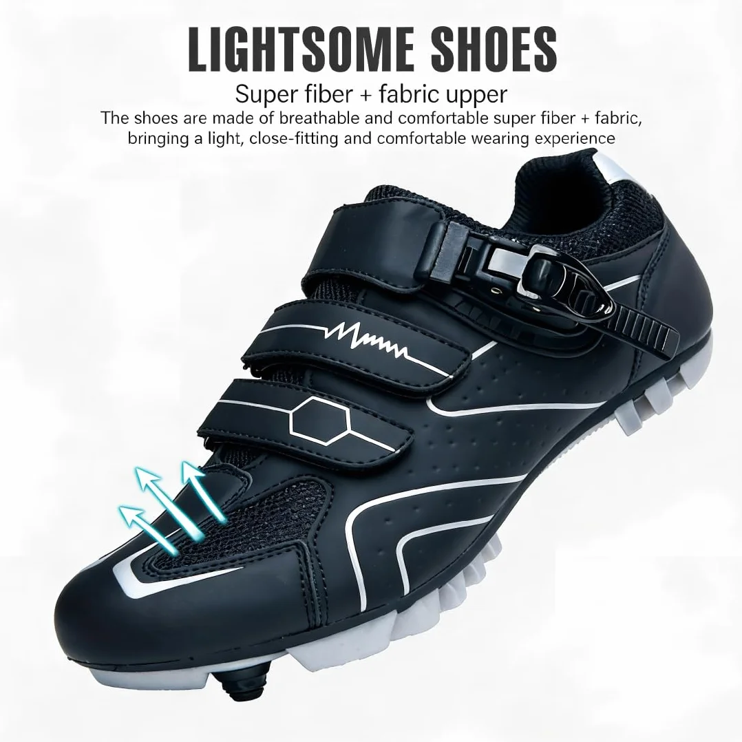 Chaussures de Cyclisme Hommes VTT Vélo de Montagne Respirantes Compatible Pédales SPD 36-47