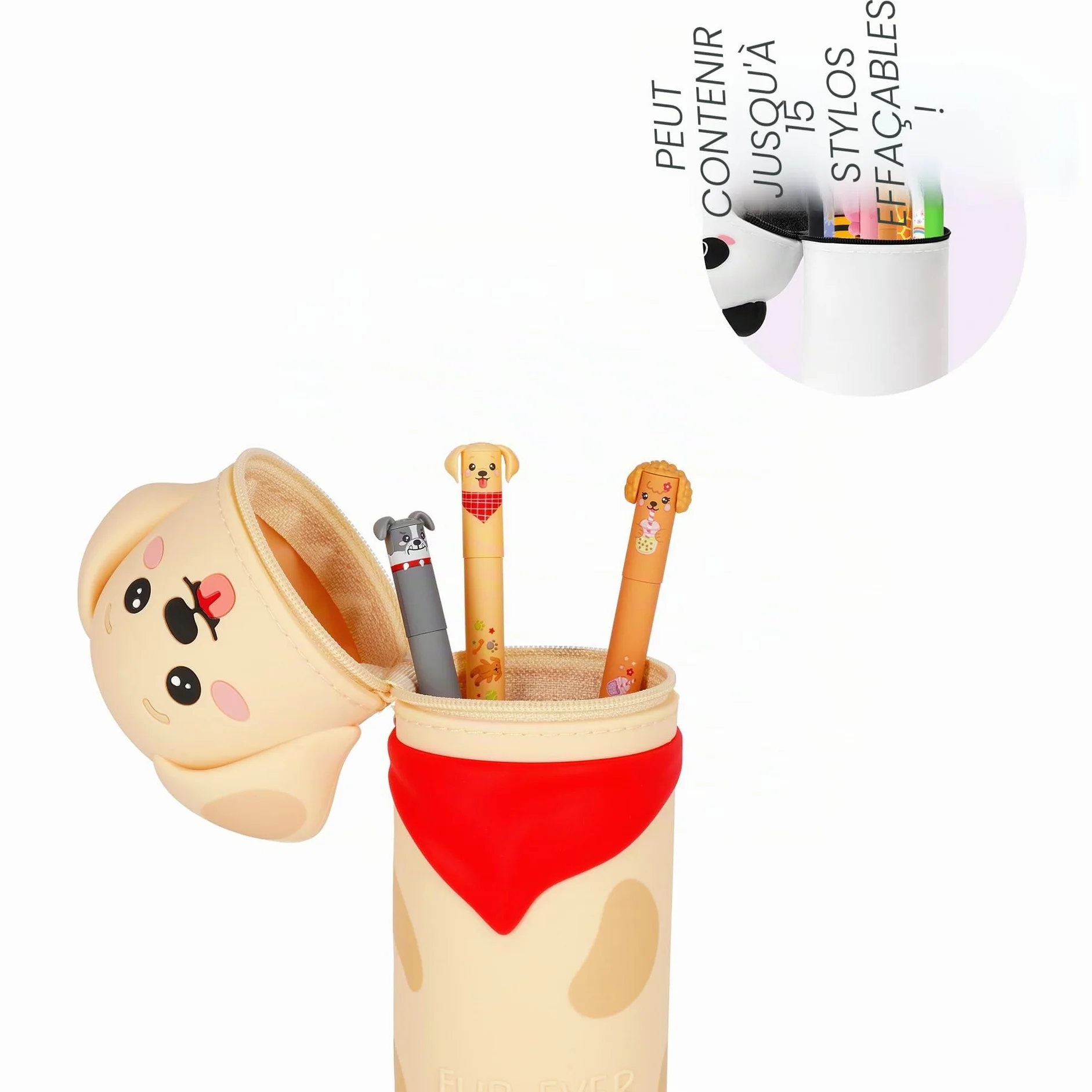 LEGAMI Kawaii Étui École 2 en 1 Silicone Souple Golden Porte-stylos Table Fermeture à Glissière