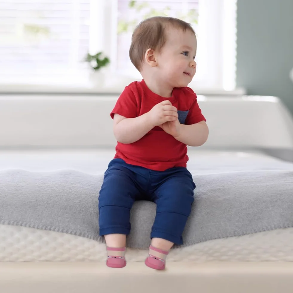 Aolso Bébé Chaussettes Antidérapantes Chaussons Semelle Souple pour Marche Fille Garçon