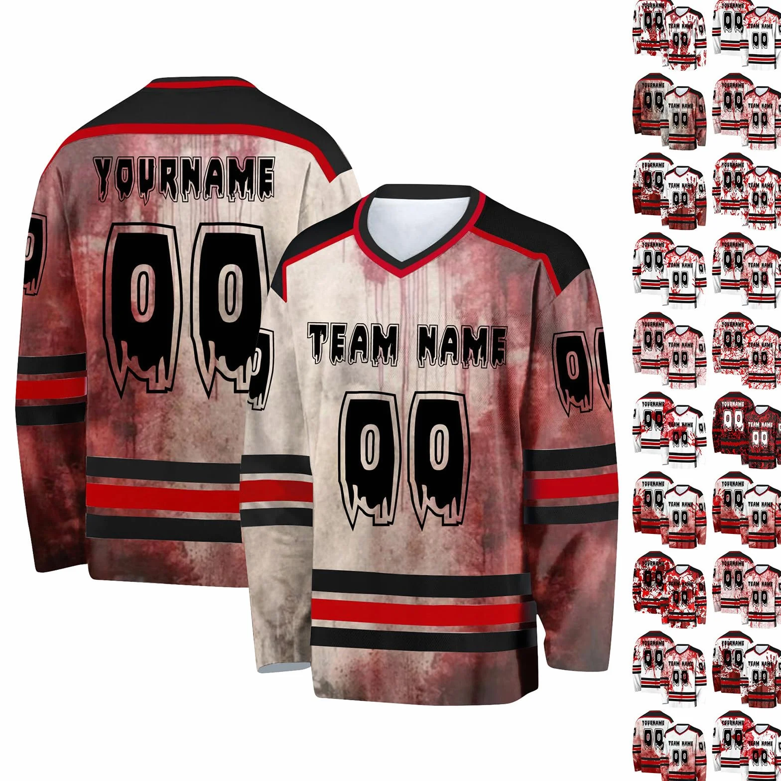 Maillot de Hockey Halloween personnalisé avec votre nom ST2