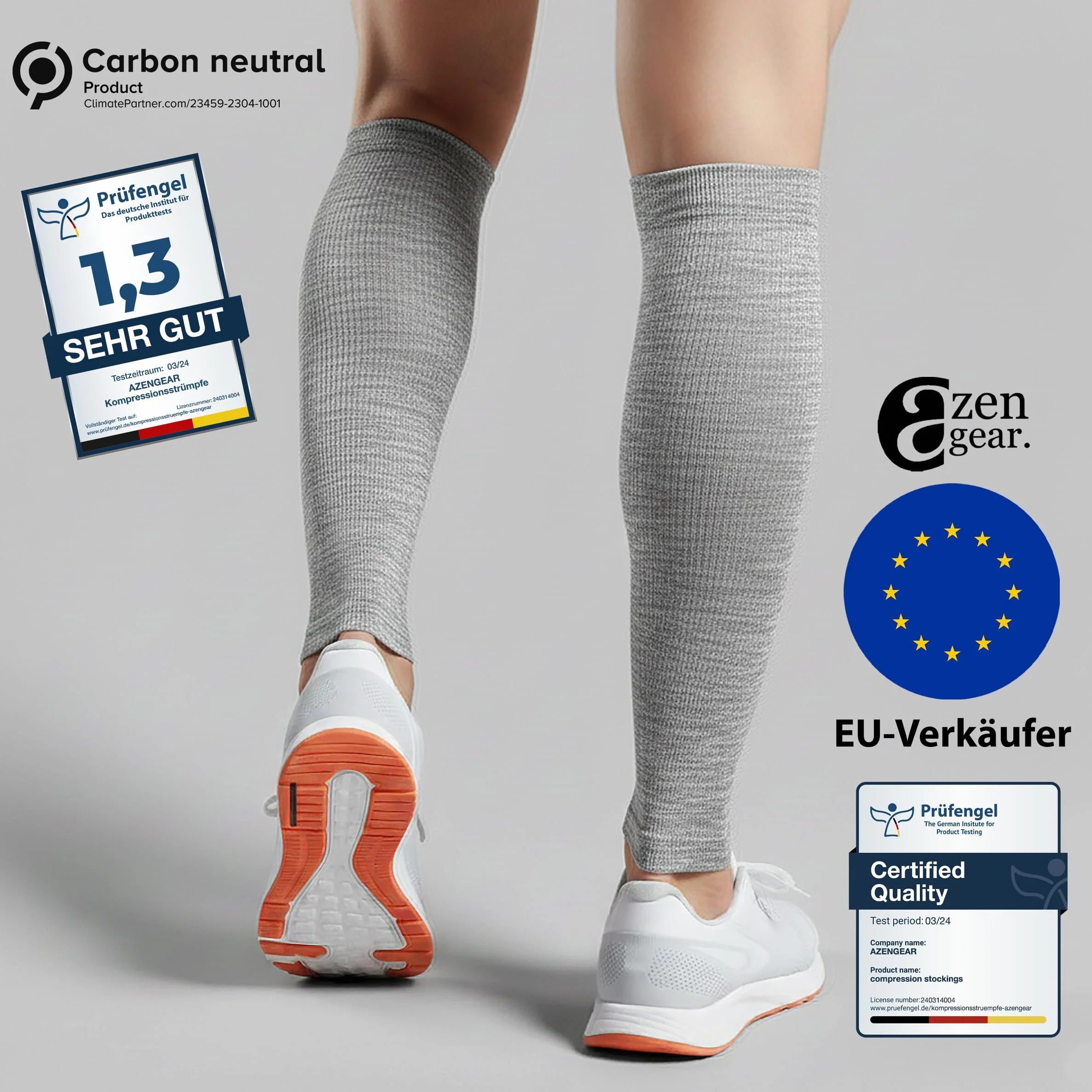 aZengear Manchons de Compression Mollets Hommes Femmes Attelles Tibia Maintien Mollet Chaussettes Contention Course Crampes XXL