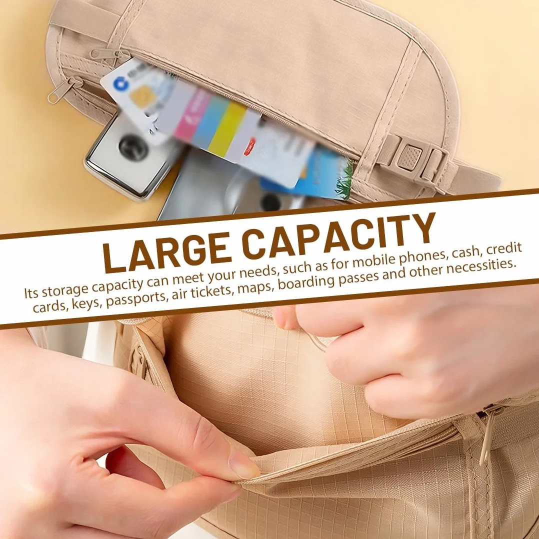 Lot de 3 Ceintures Cachées Anti-Vol Réglables pour Homme et Femme Voyage Course à Pied