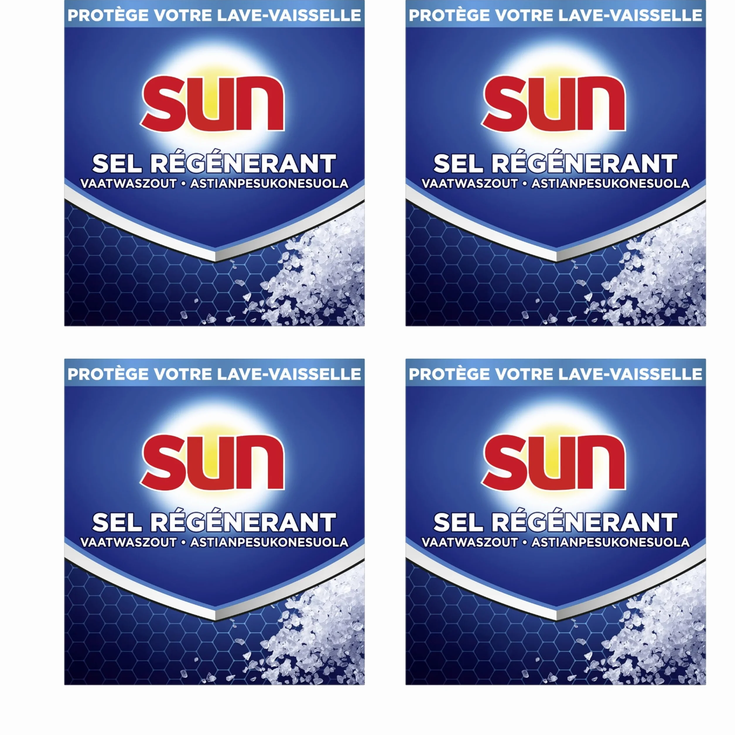 SUN CLASSIC - Sel Regénérant 1Kg pour lave-vaisselle - Lot de 4 - Offre économique
