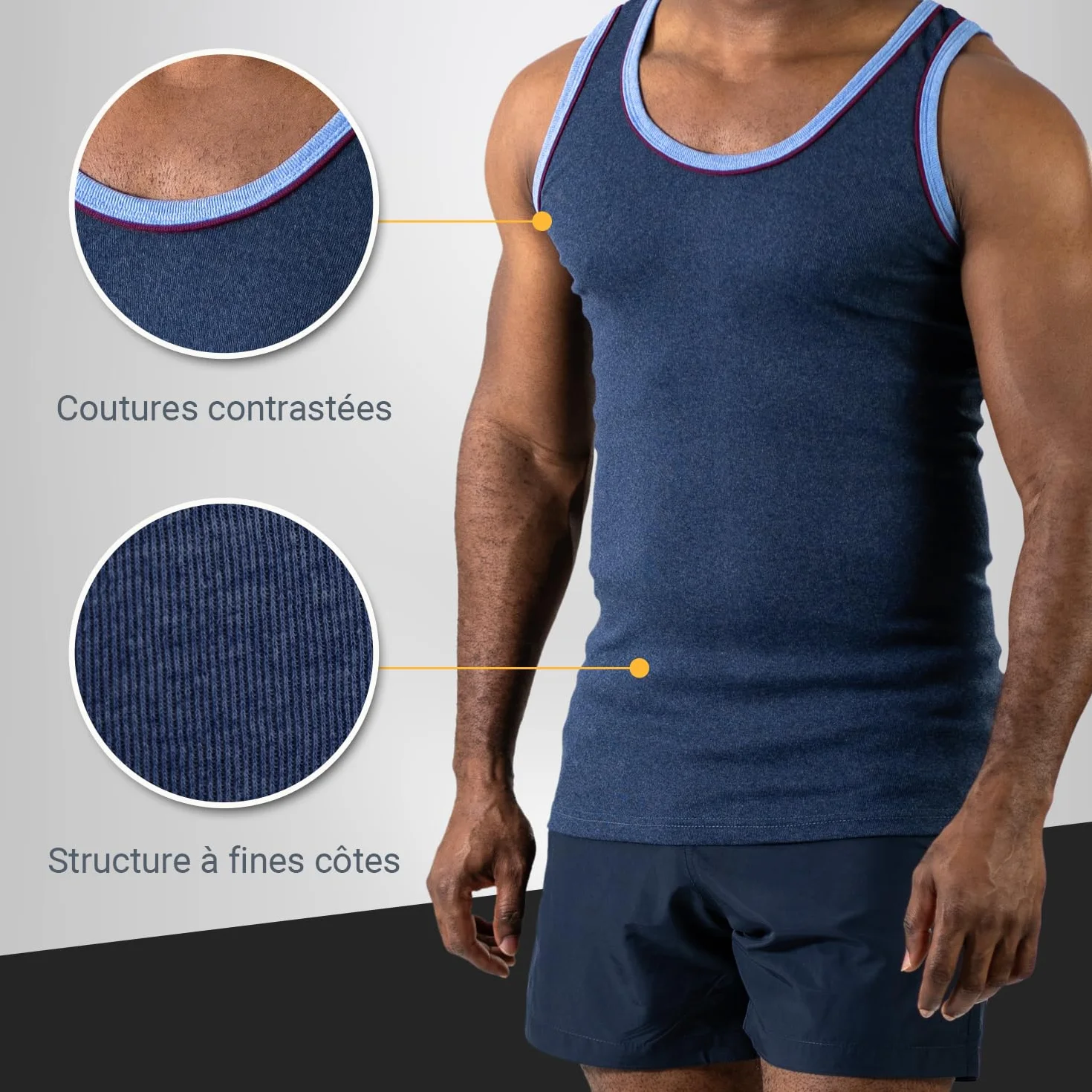 Lot de 5 débardeurs pour homme – Maillots de corps en couleurs mélangées