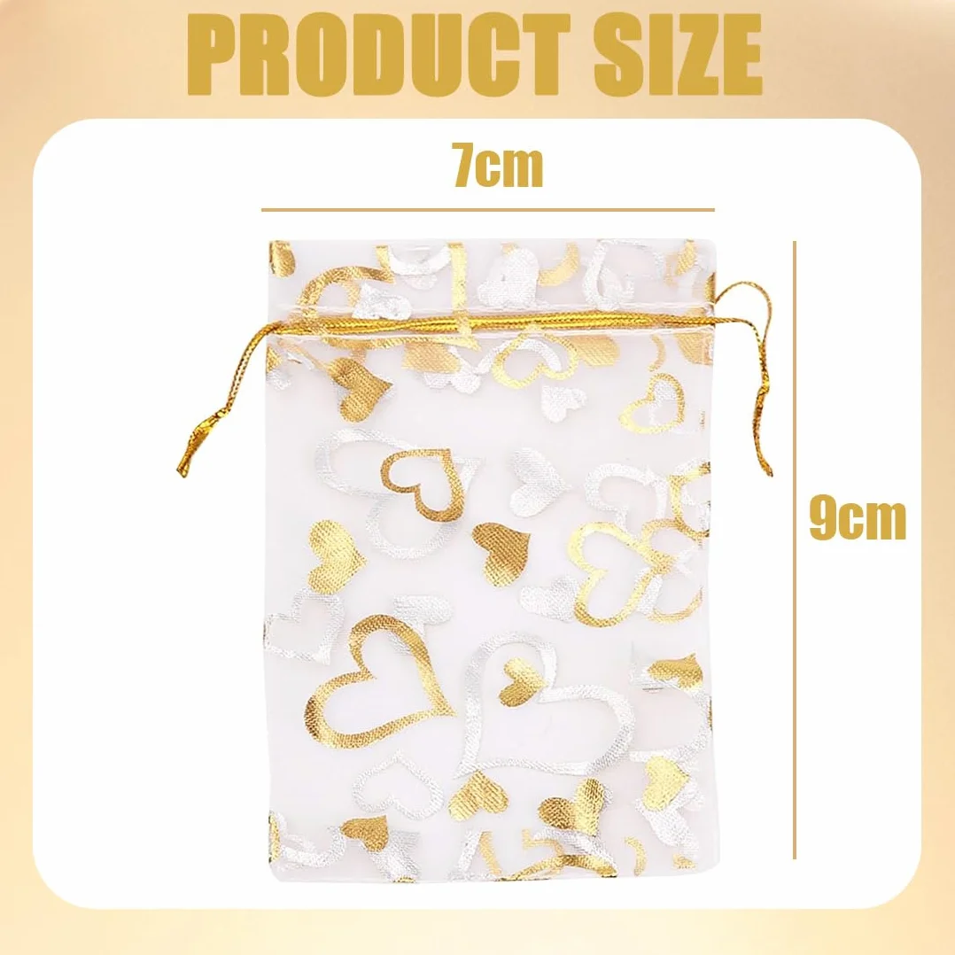 Pochettes à Bijoux Organza 100 Pièces 7x9cm Sachets Cadeau Mariage Noël