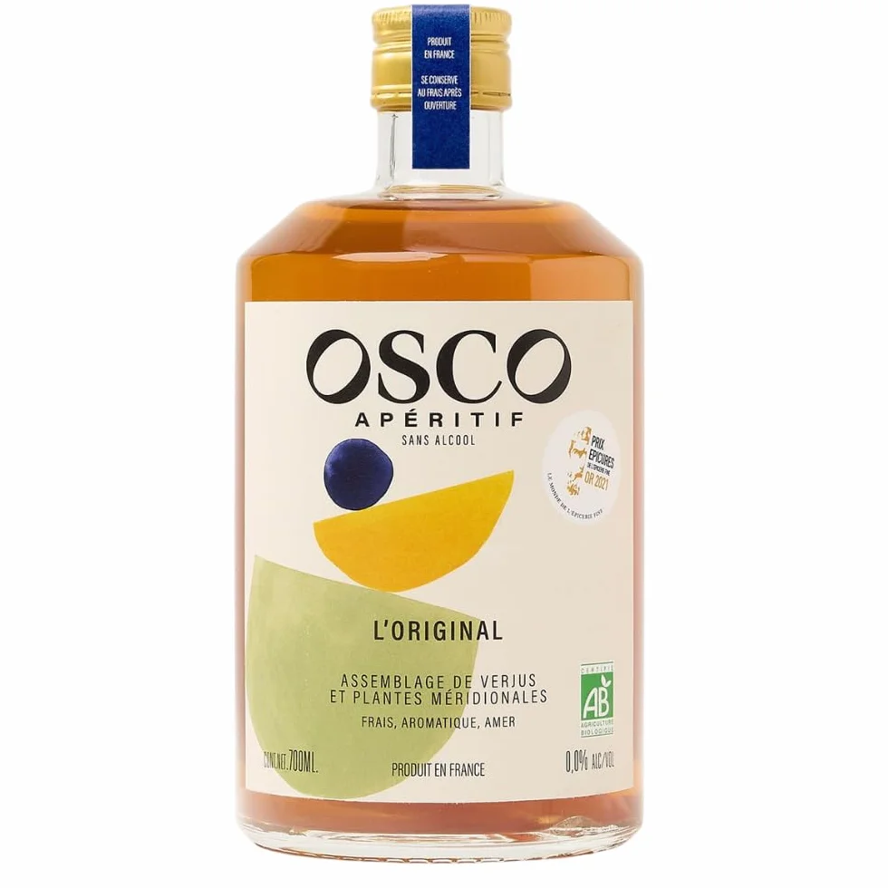 OSCO L'Original apéritif sans alcool 0.0% bio 700 ml - Spiritueux sans alcool amer, aromatique, frais - Apéritf vegan, sans gluten, plusieurs fois primé et à faible teneur en sucre