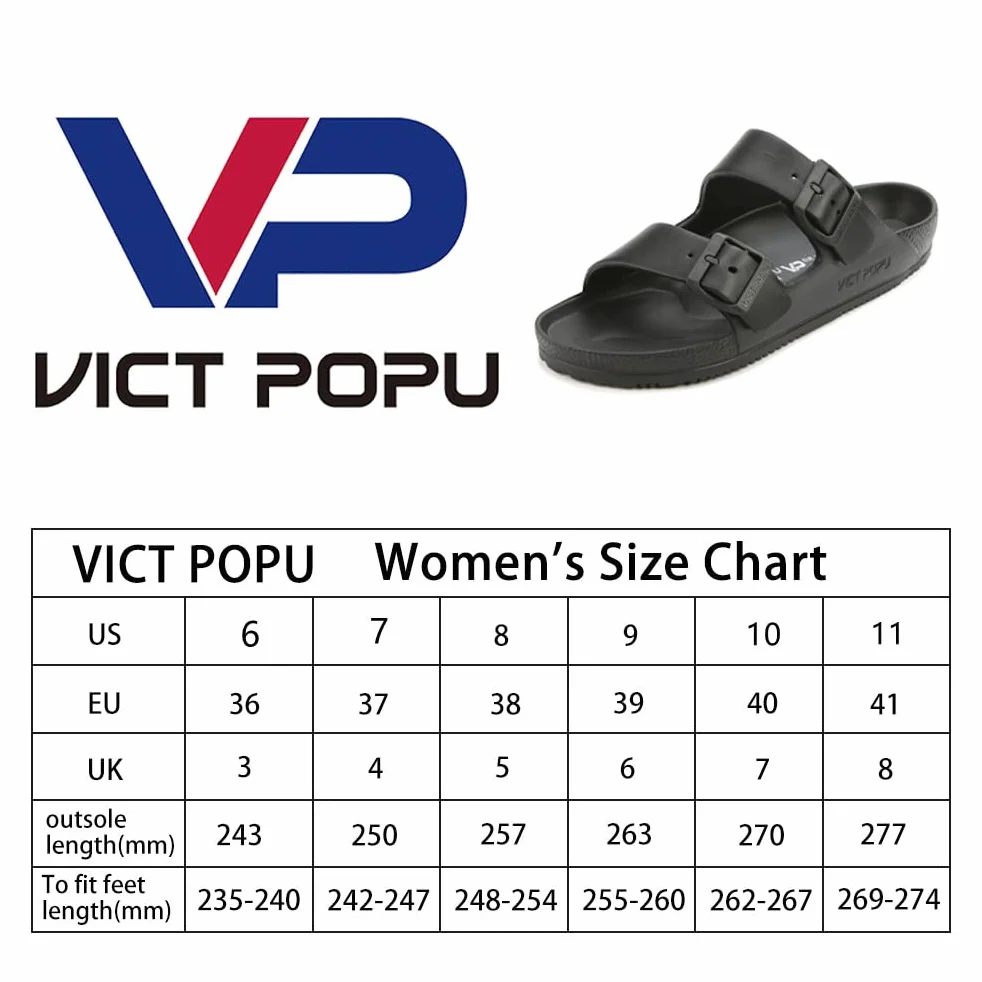 VICT POPU Sandales Femme Été Plage Piscine Antidérapantes Mules Confortables