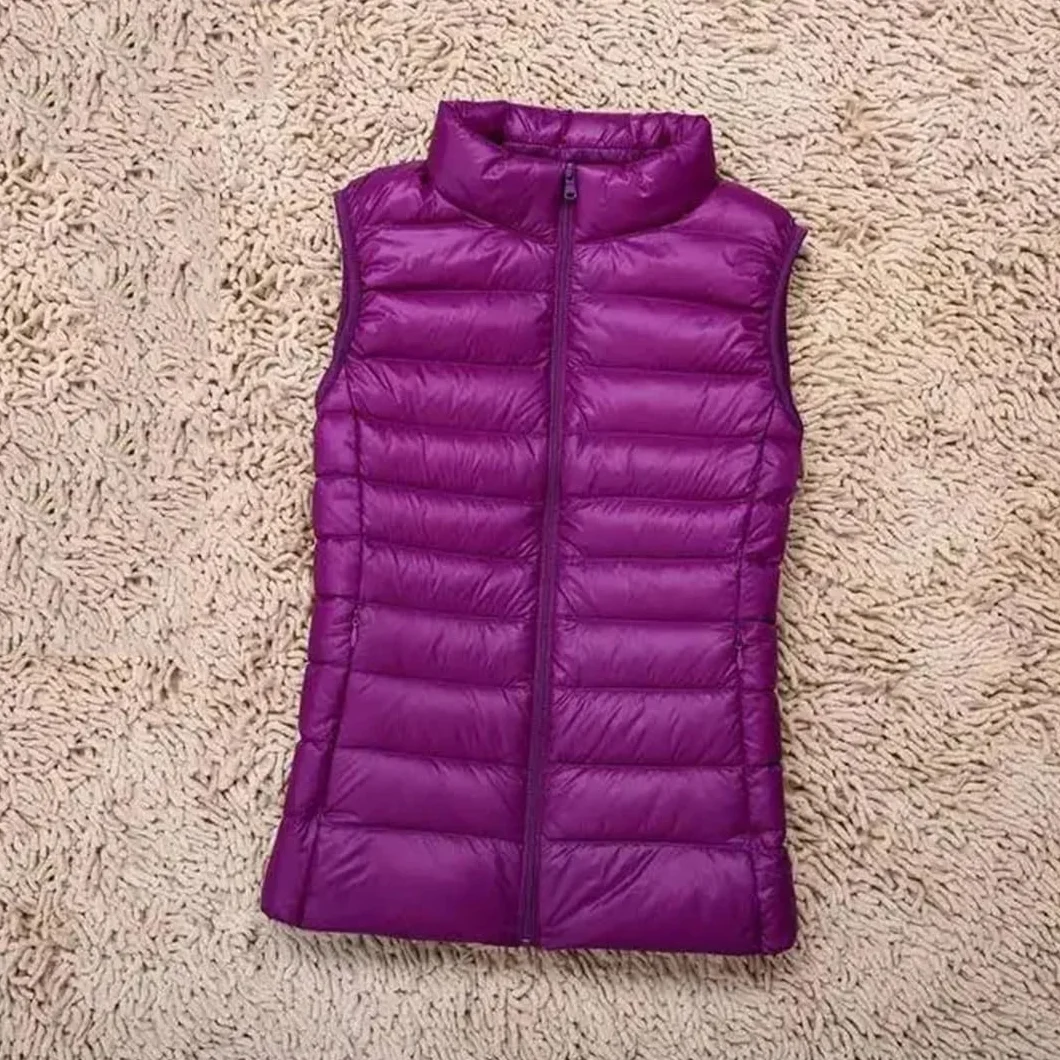 Doudoune Femme Sans Manches Gilet Chaud Plumes Canard Blanc Manteau