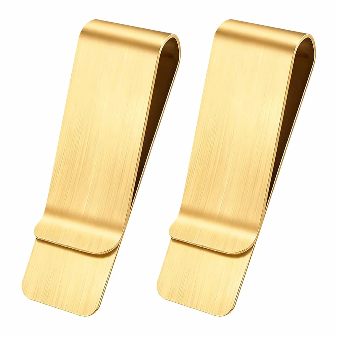 Pince À Billets Métal Acier Inoxydable 5Cm X 2.6Cm Porte Billet 2 Pièces Or