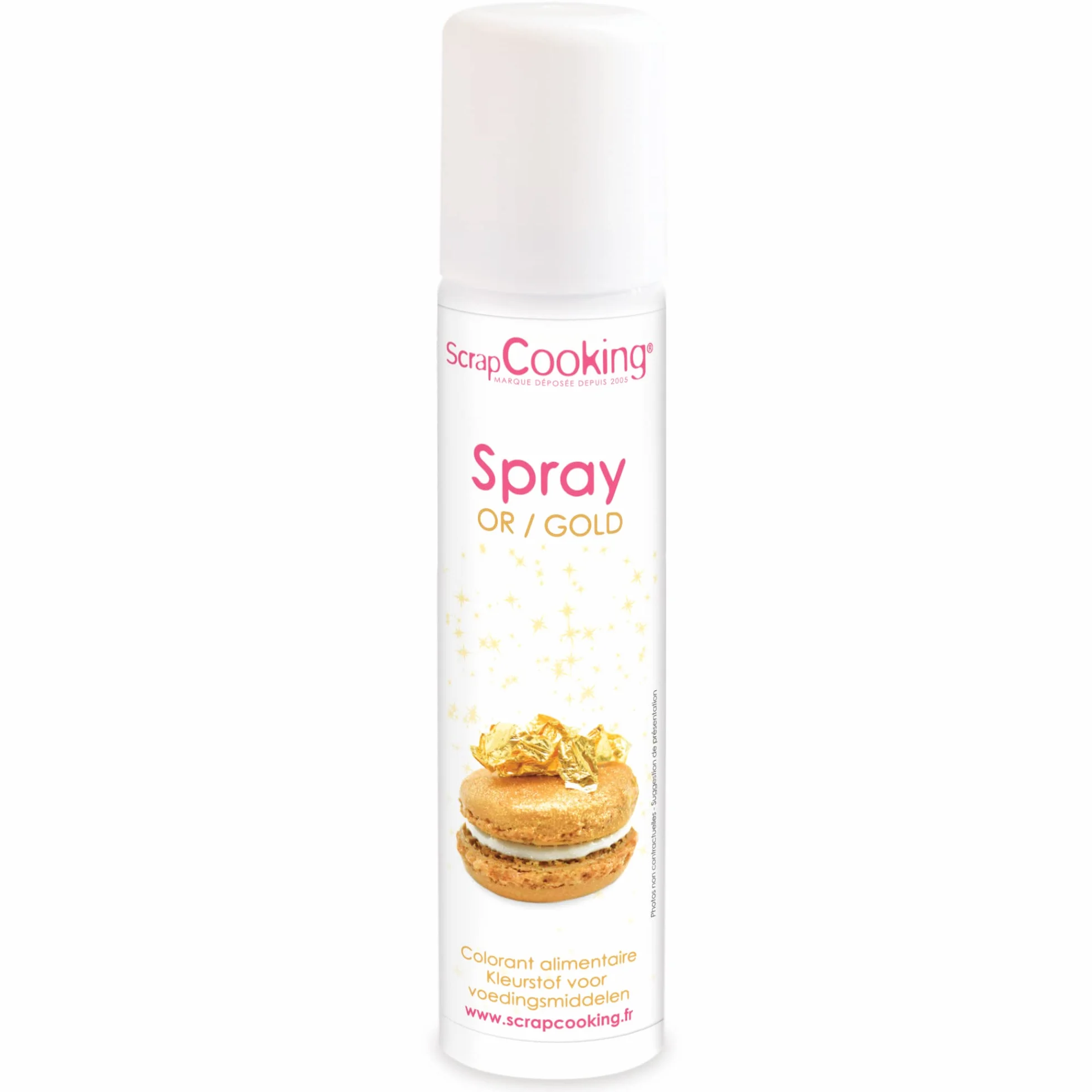 ScrapCooking - Spray Colorant de Surface Or 75 ml - Spray Alimentaire Doré pour faire Briller vos Pâtisseries, Biscuits, Macarons, Pâtes à Sucre, Cupcakes, Gâteaux, Entremets, Bûches - 4298