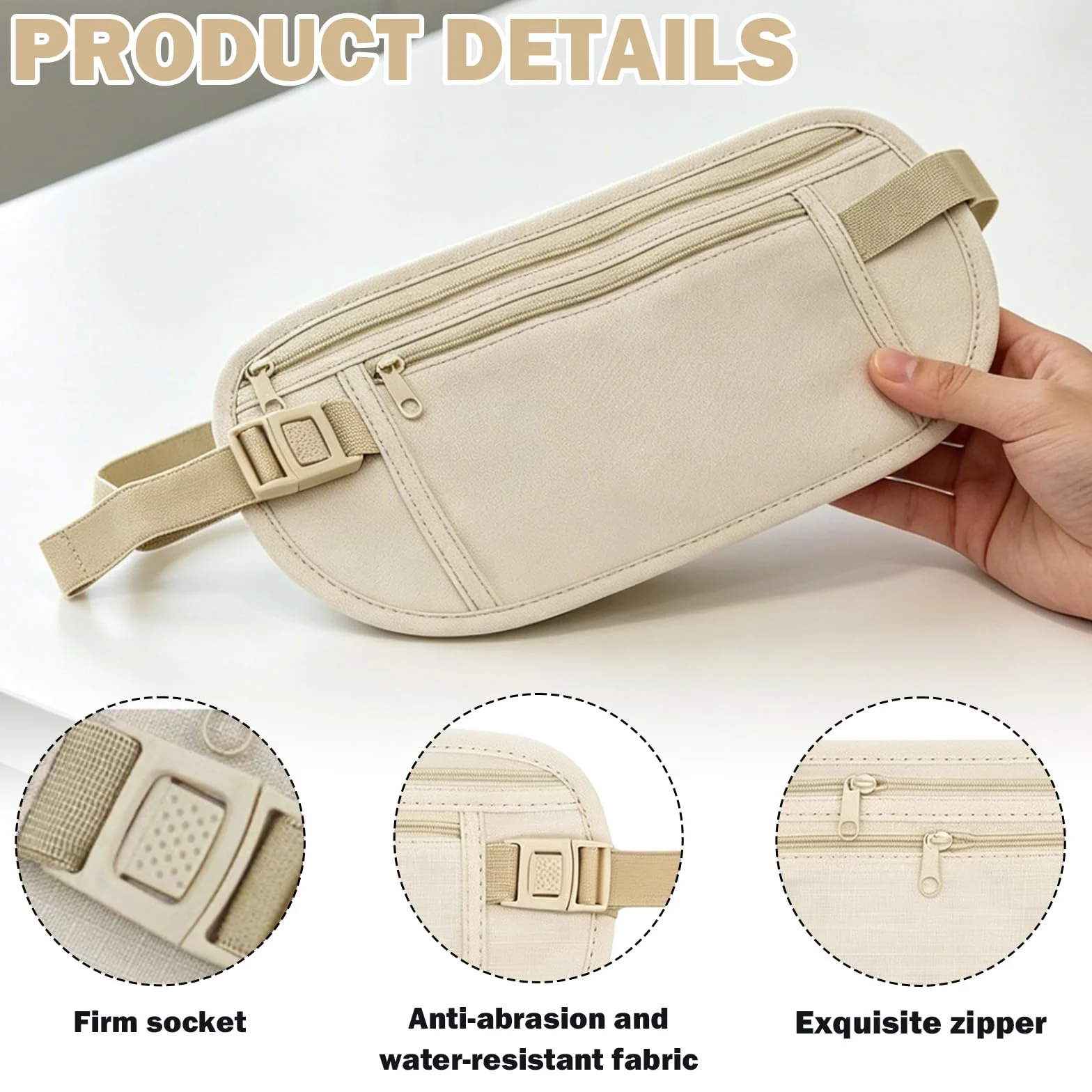 Pochette Secrète 2 Pièces Sac Antivol Banane Ventrale Caché Protection Discrète Voyage