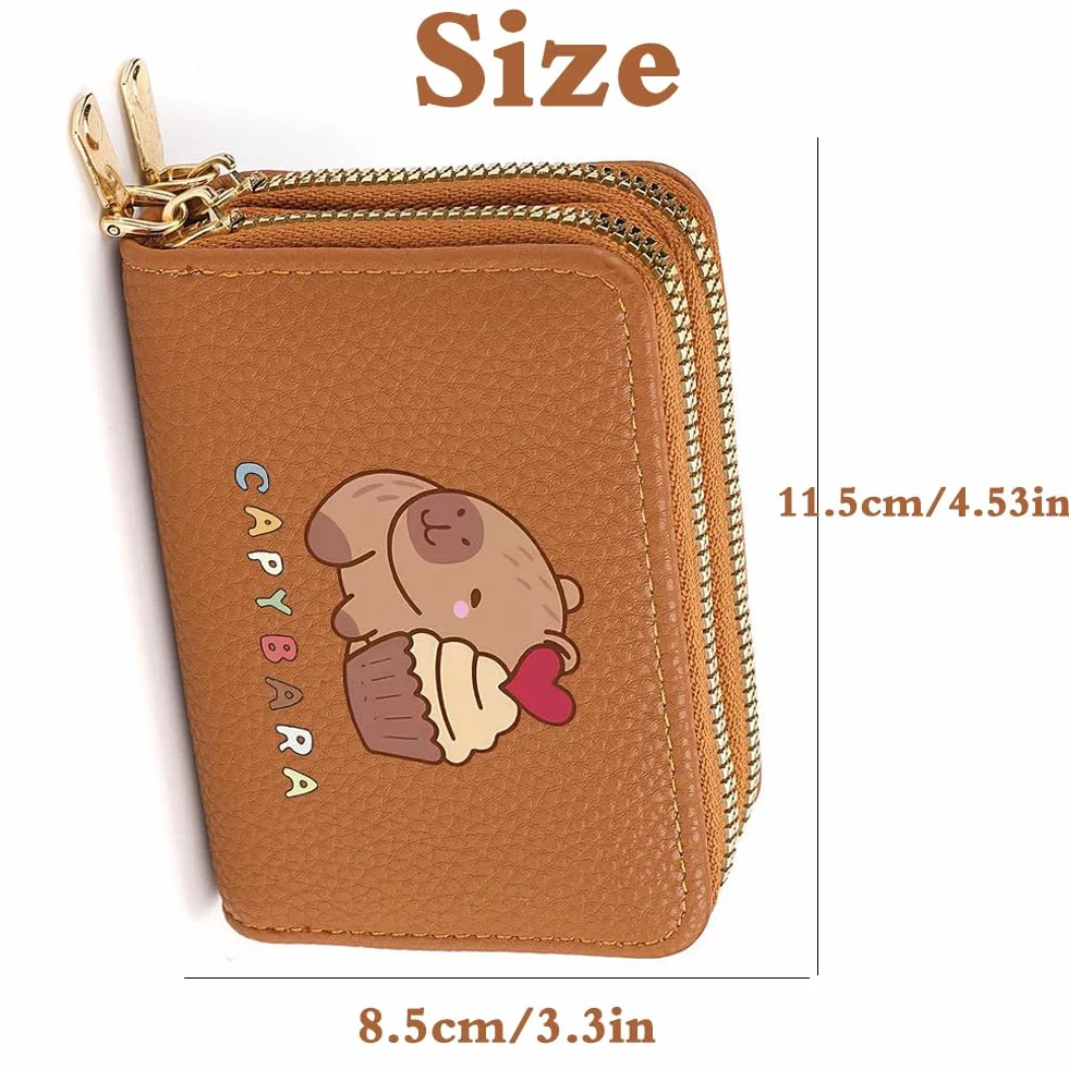 Portefeuille Enfant Cuir Capybara Porte-Monnaie Animaux Brun