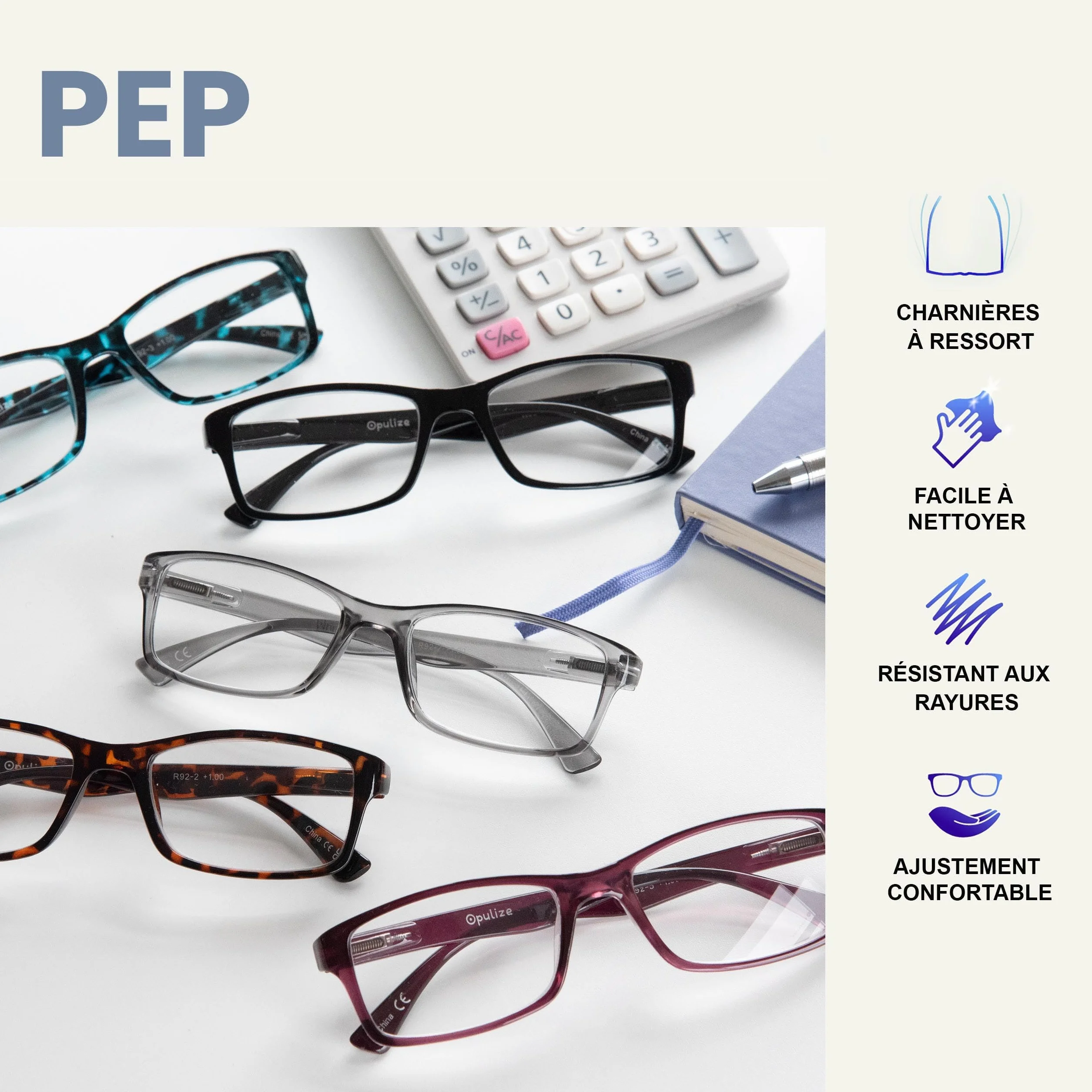OPULIZE Lunettes De Lecture Noir Pack 2 Hommes Femmes +2,00