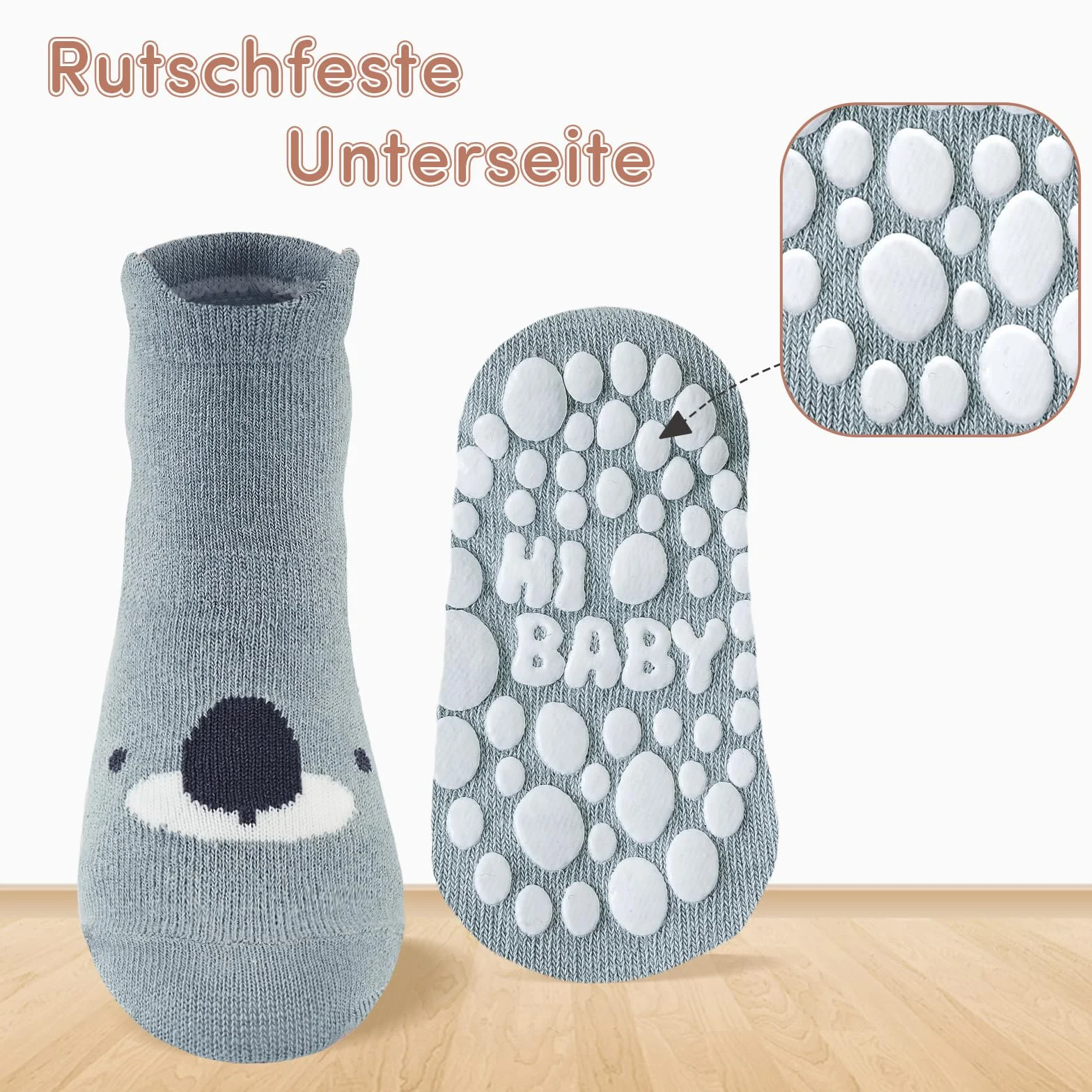 Chaussettes bébé coton 5 paires antidérapantes ABS respirantes animaux licornes