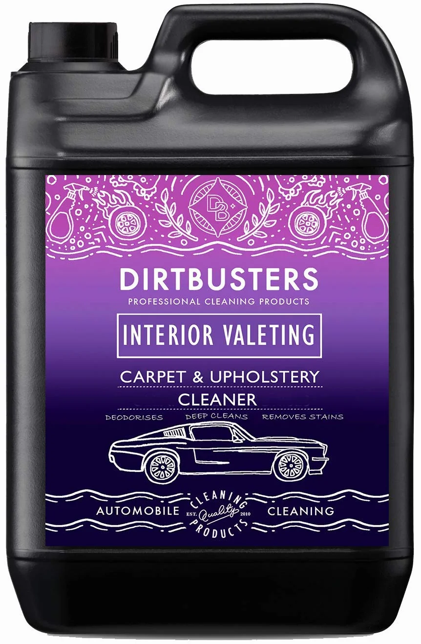 Dirtbusters Solution shampooing nettoyage tapis tissus voiture 5 litre | Habillage intérieur de voiture, Pour machines à tapis moquette