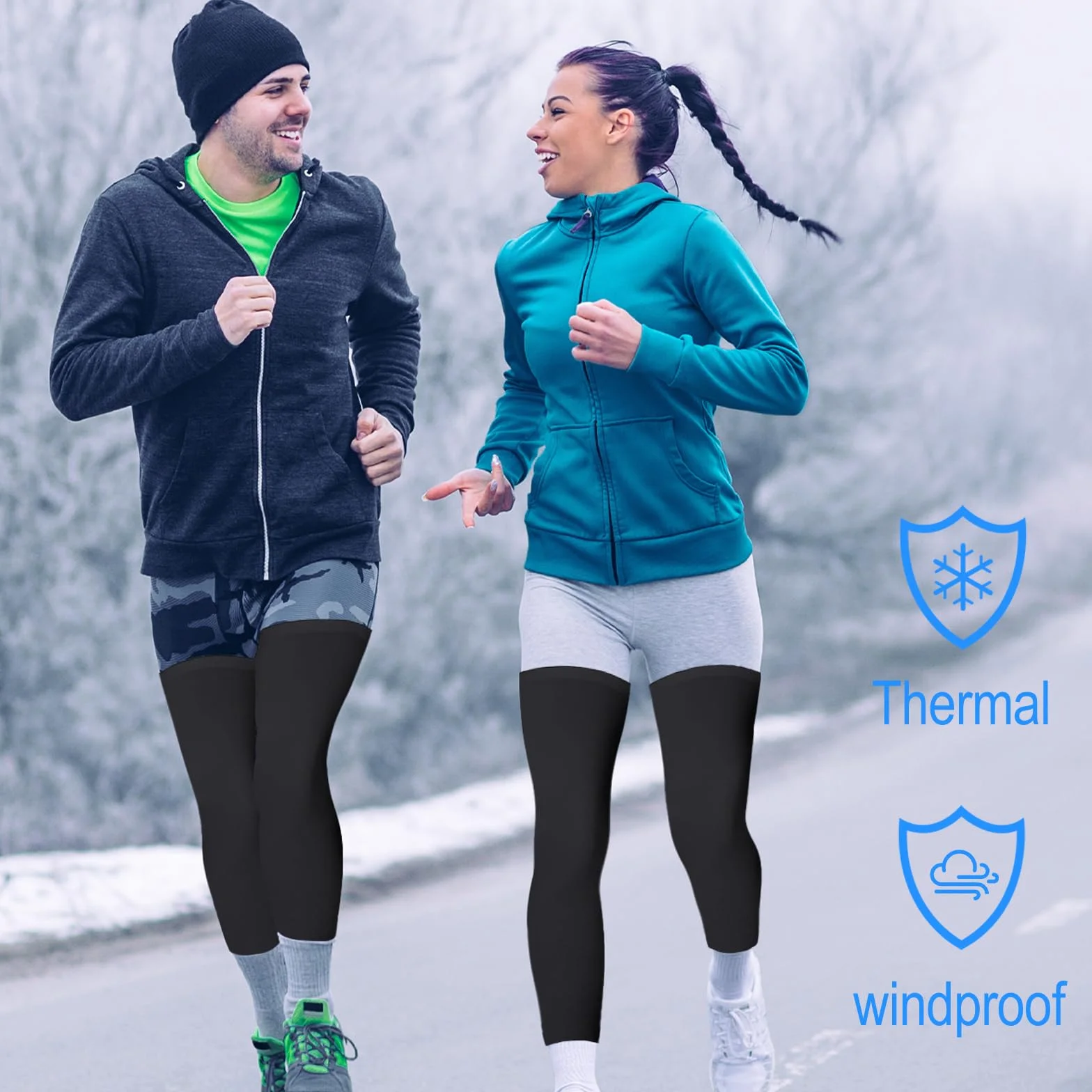Manches de Compression de Jambes, Manchon de Jambe Chauds pour Sport Course, Jogging, Vélo