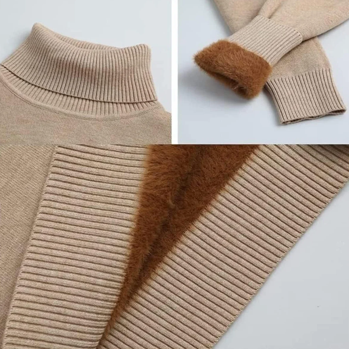 Pull d'hiver en polaire col roulé épais