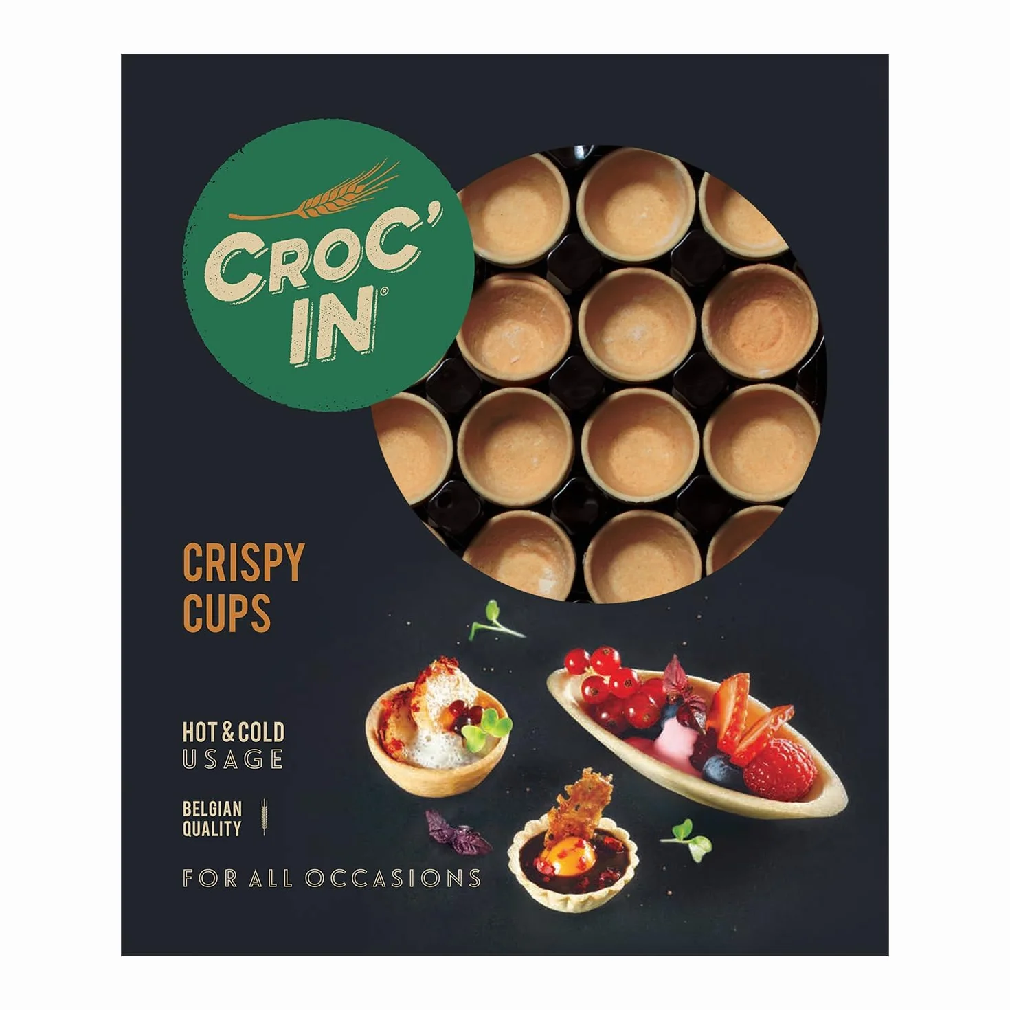 CROC’IN – Coupelles Comestibles à Garnir Neutre – Fond de Tarte Pour Pâtisserie ou Apéritif – Confection Artisanale & Vegan – 60 pièces