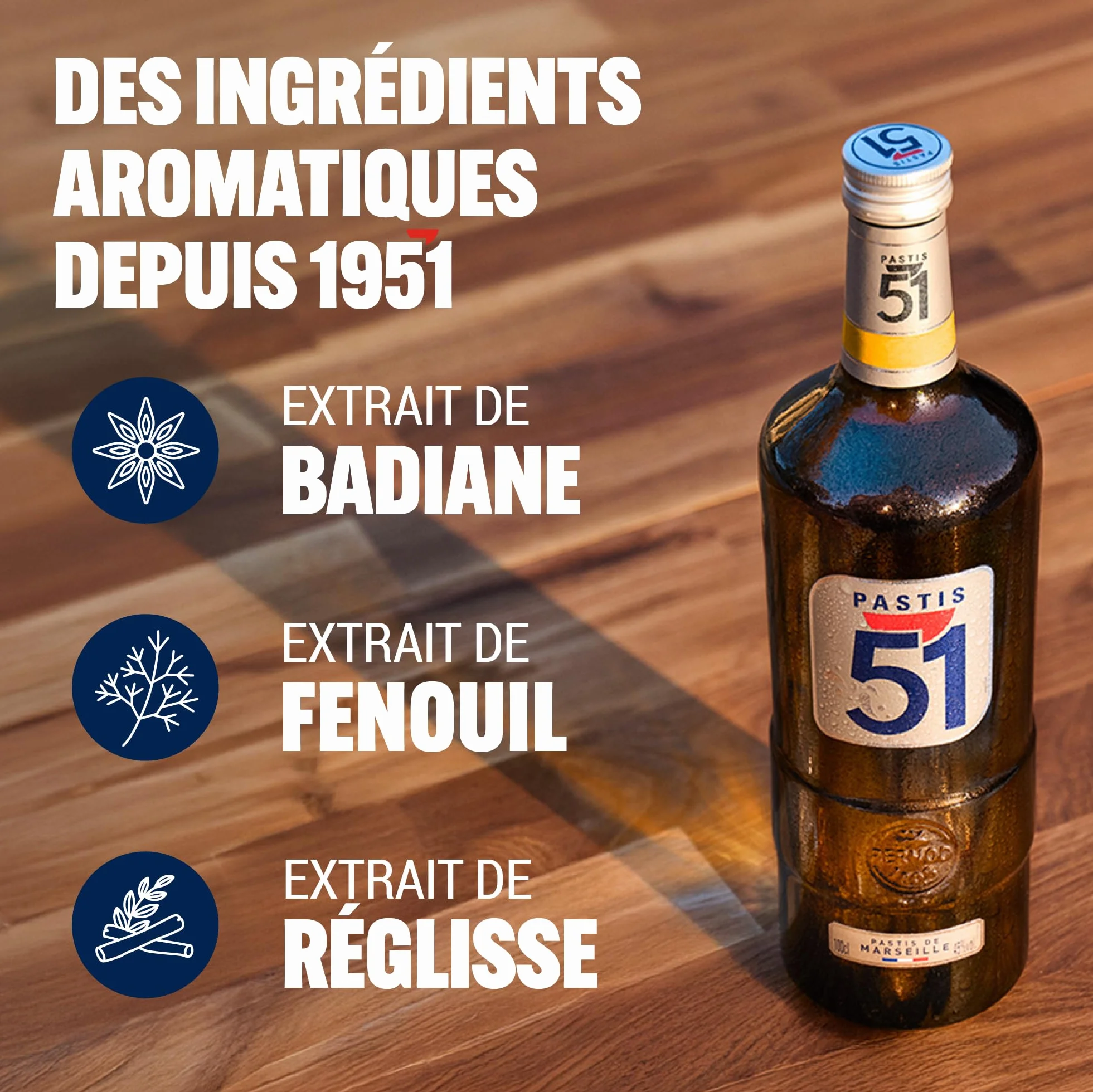 PASTIS 51 Apéritif anisé Pastis de Marseille - 45%, 150cl